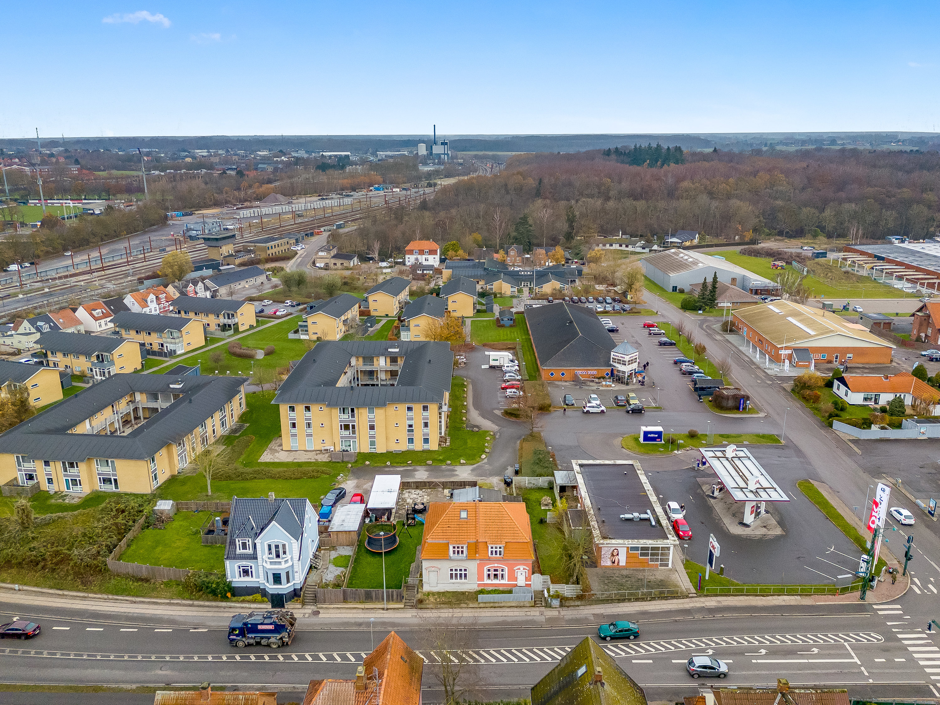 Fremhævet luftfoto billede i fuldskærmstilstand. Billede af Vesterskovvej 23, 4800 Nykøbing F