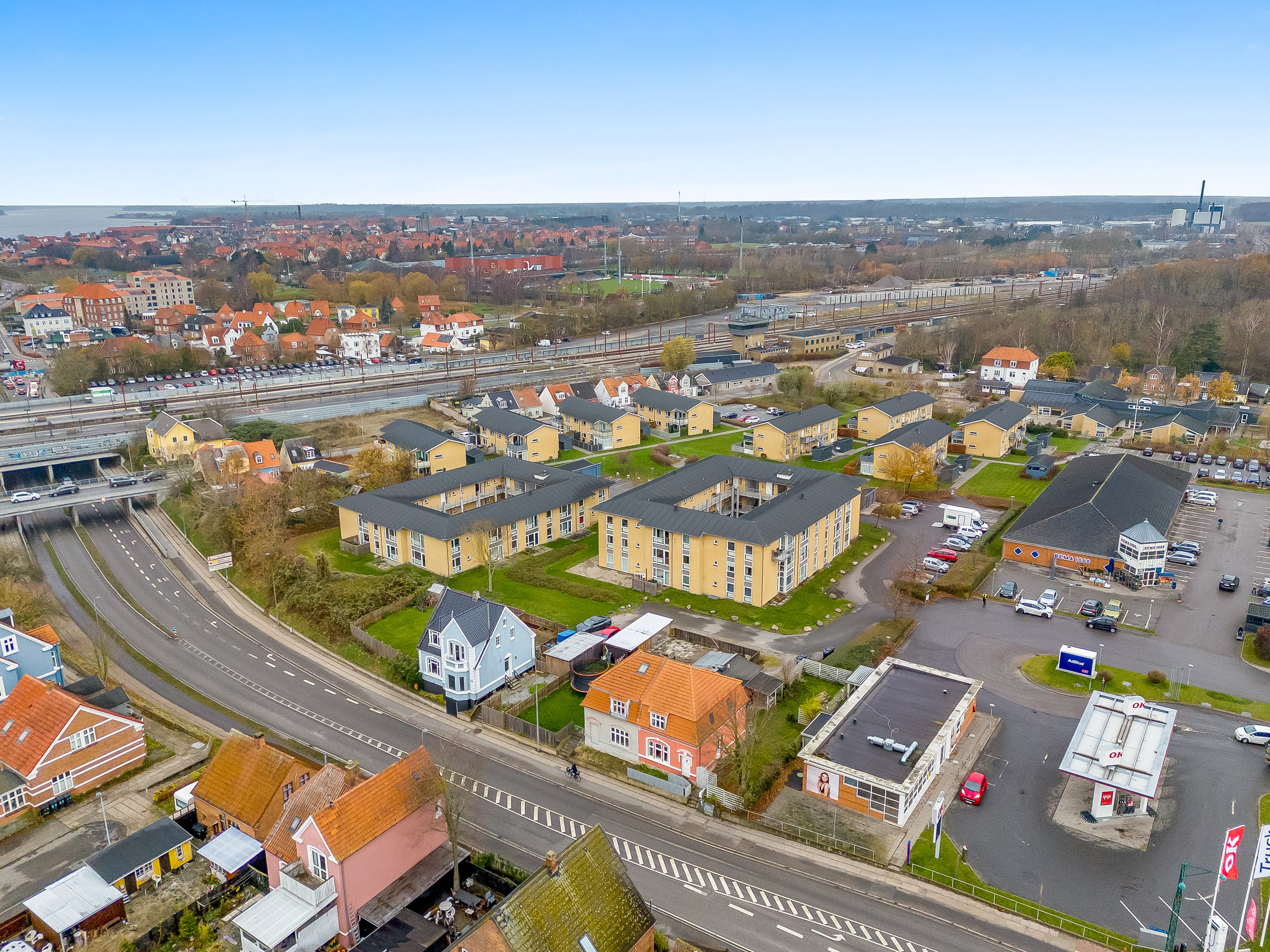 Fremhævet luftfoto billede i fuldskærmstilstand. Billede af Vesterskovvej 23, 4800 Nykøbing F