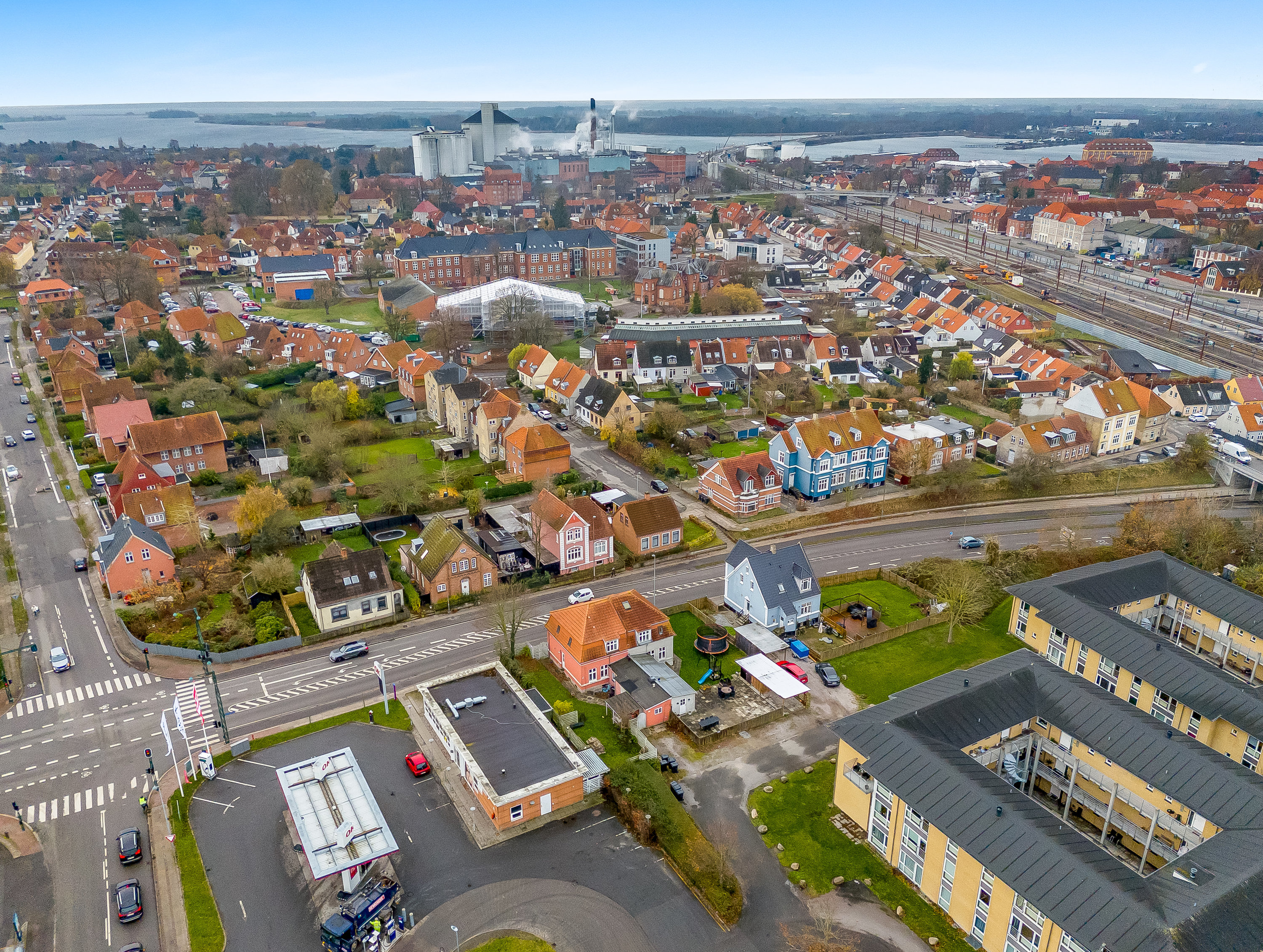 Fremhævet luftfoto billede i fuldskærmstilstand. Billede af Vesterskovvej 23, 4800 Nykøbing F