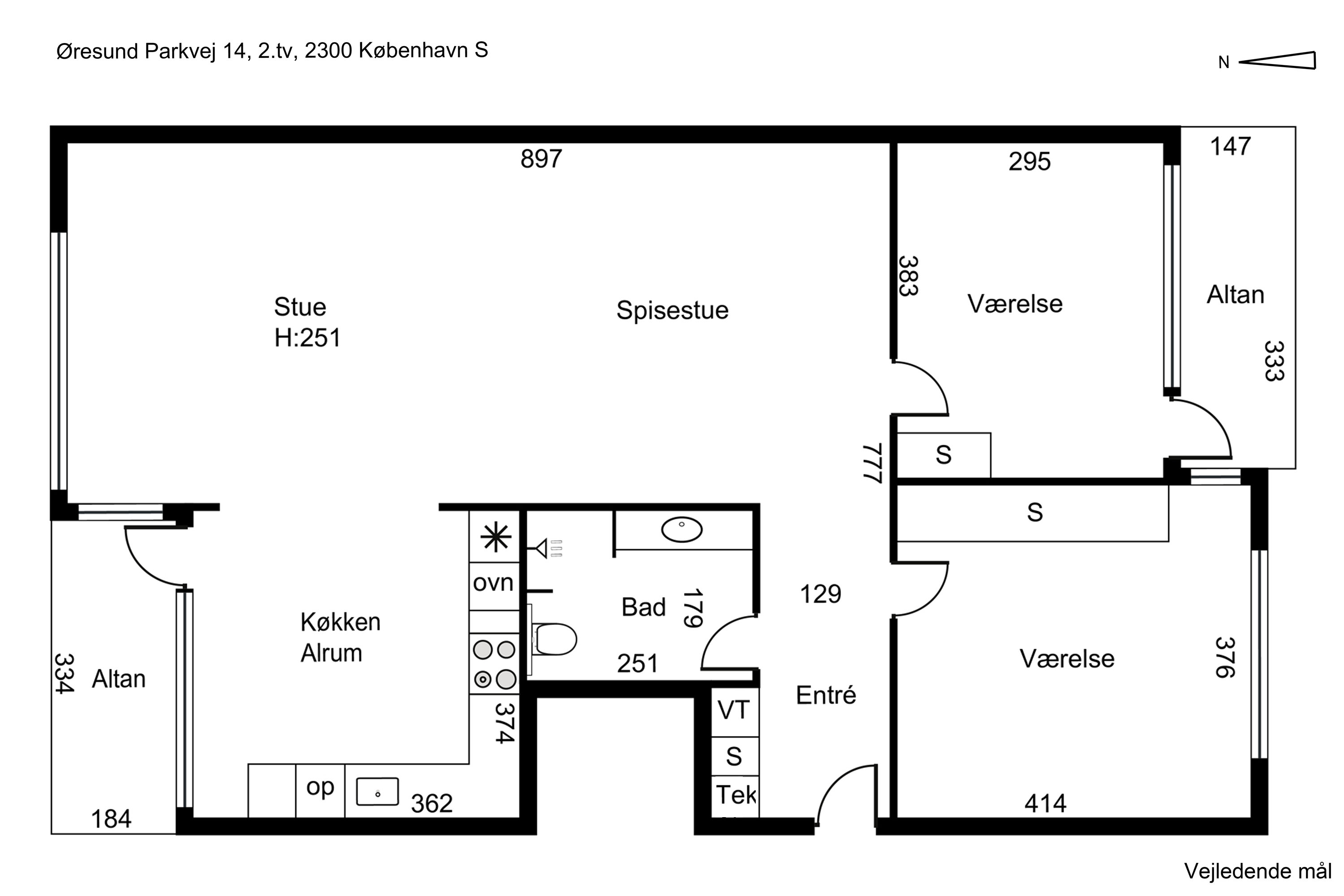Plantegninger billede af Øresund Parkvej 14, 2. tv., 2300 København S