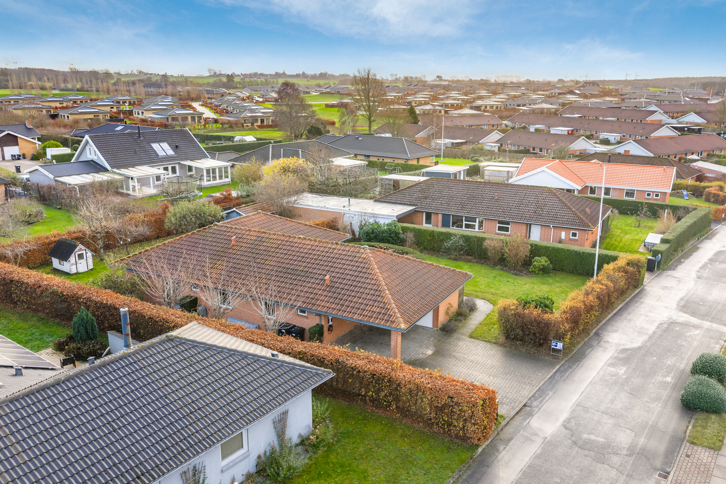 Fremhævet luftfoto billede i fuldskærmstilstand. Billede af Chr Dannings Vej 54, Strib, 5500 Middelfart