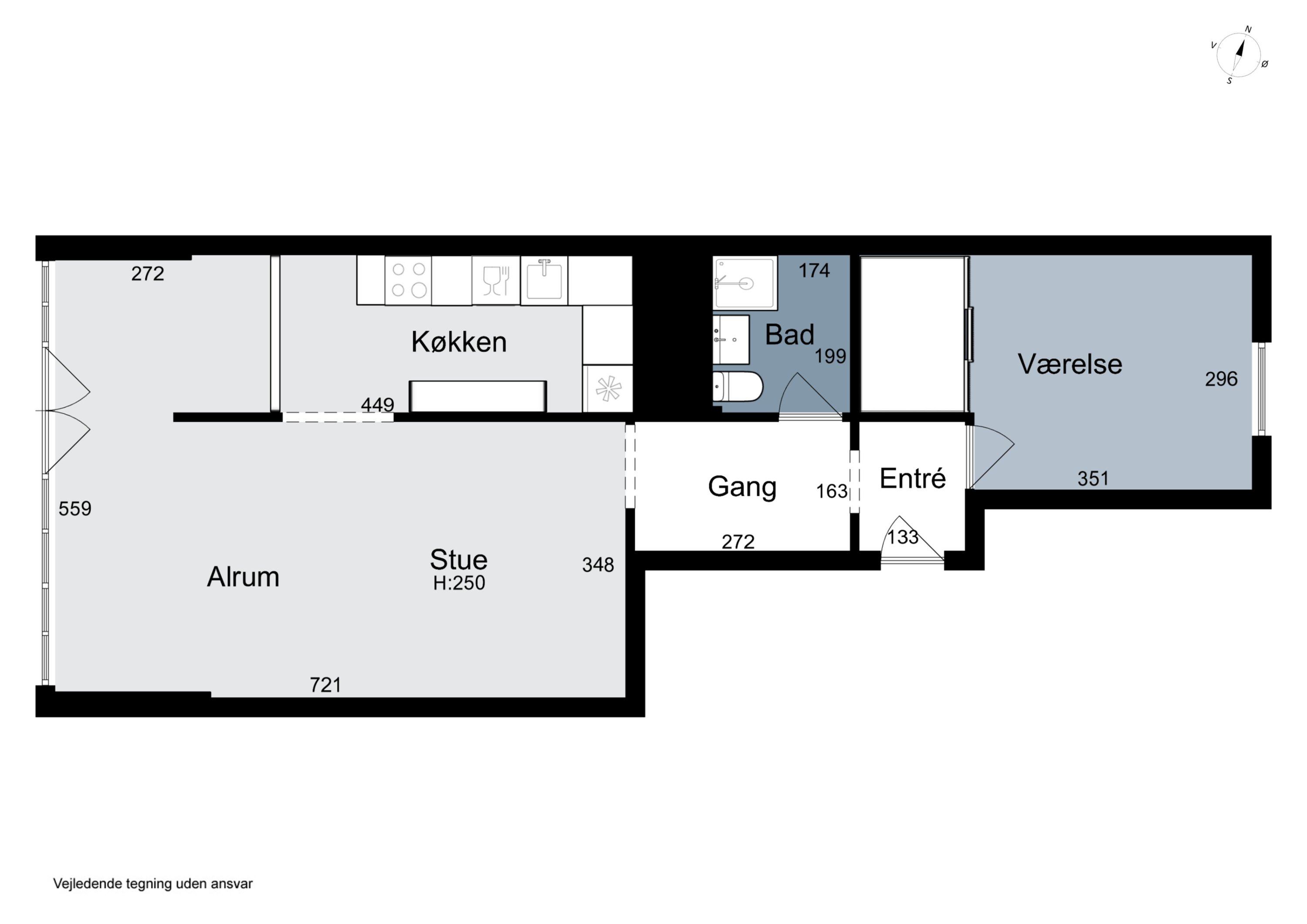 Plantegninger billede af Møllevejen 27, kld.. th., 8000 Aarhus C