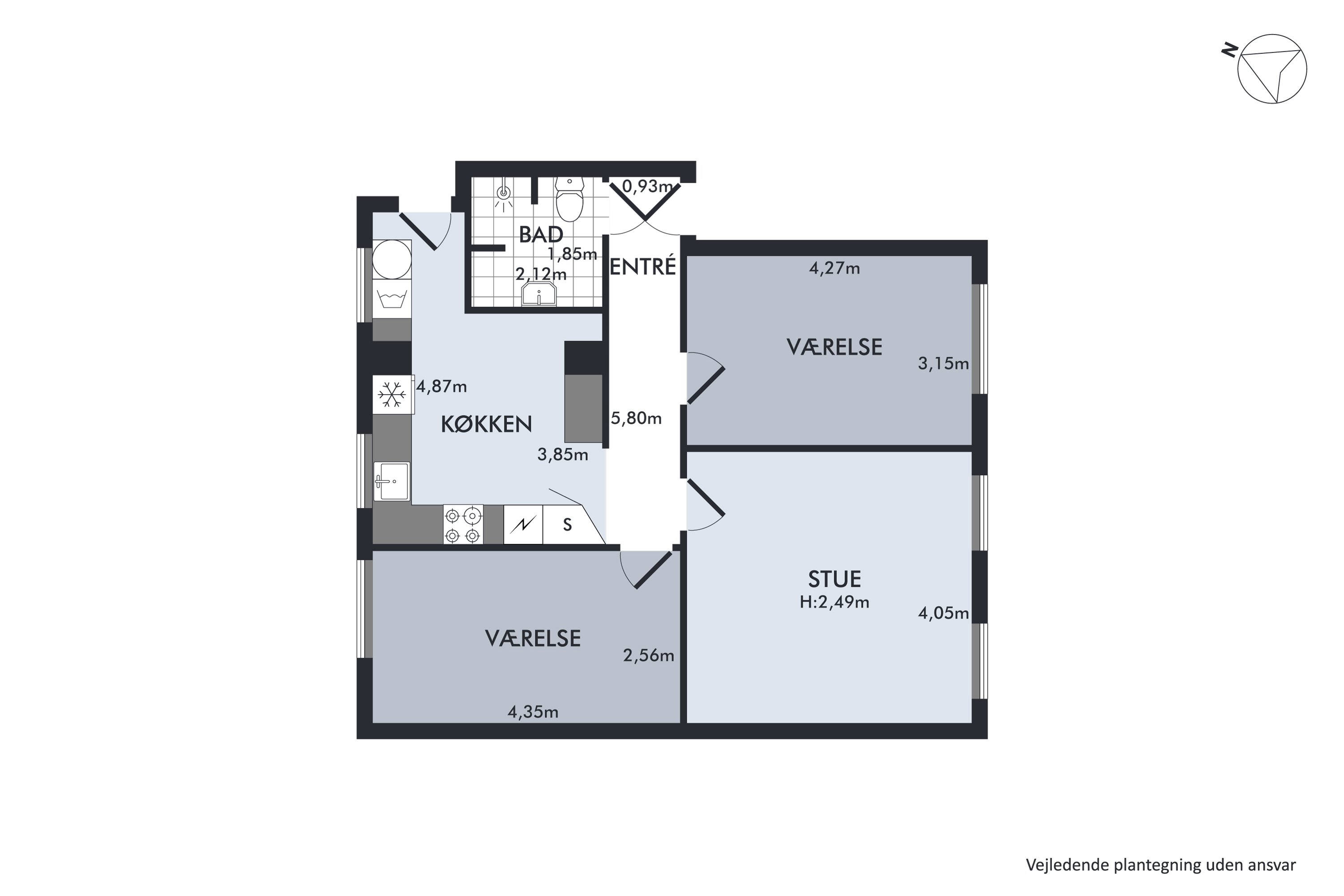 Plantegninger billede af Lombardigade 5, 1. tv., 2300 København S