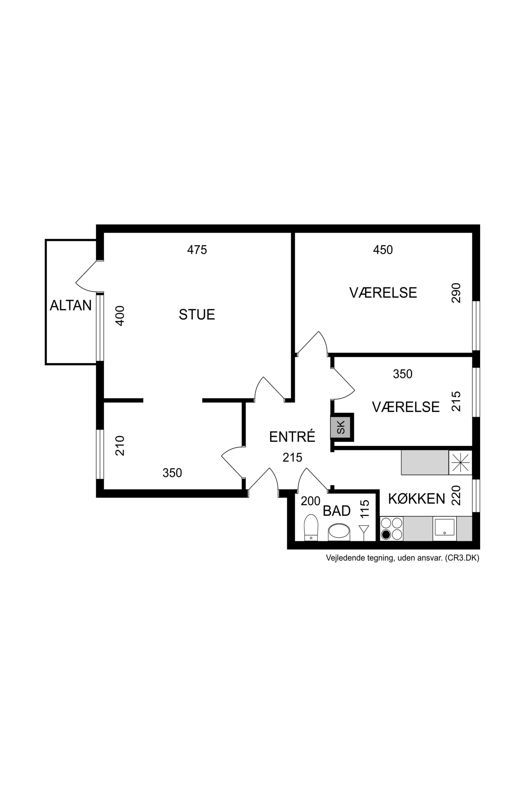 Plantegninger billede af Vigerslevvej 315, st.. tv., 2500 Valby