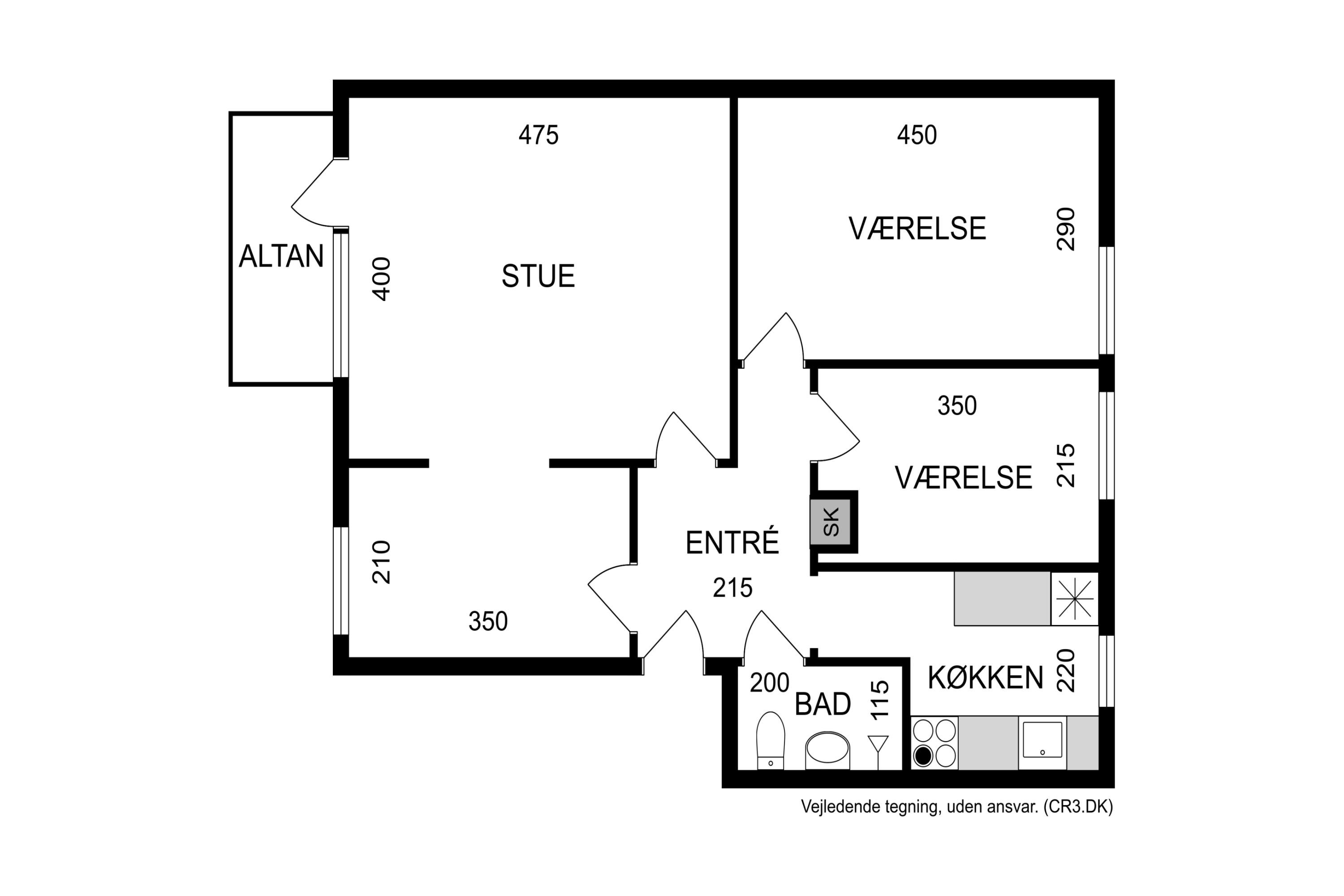 Plantegninger billede af Vigerslevvej 315, st.. tv., 2500 Valby