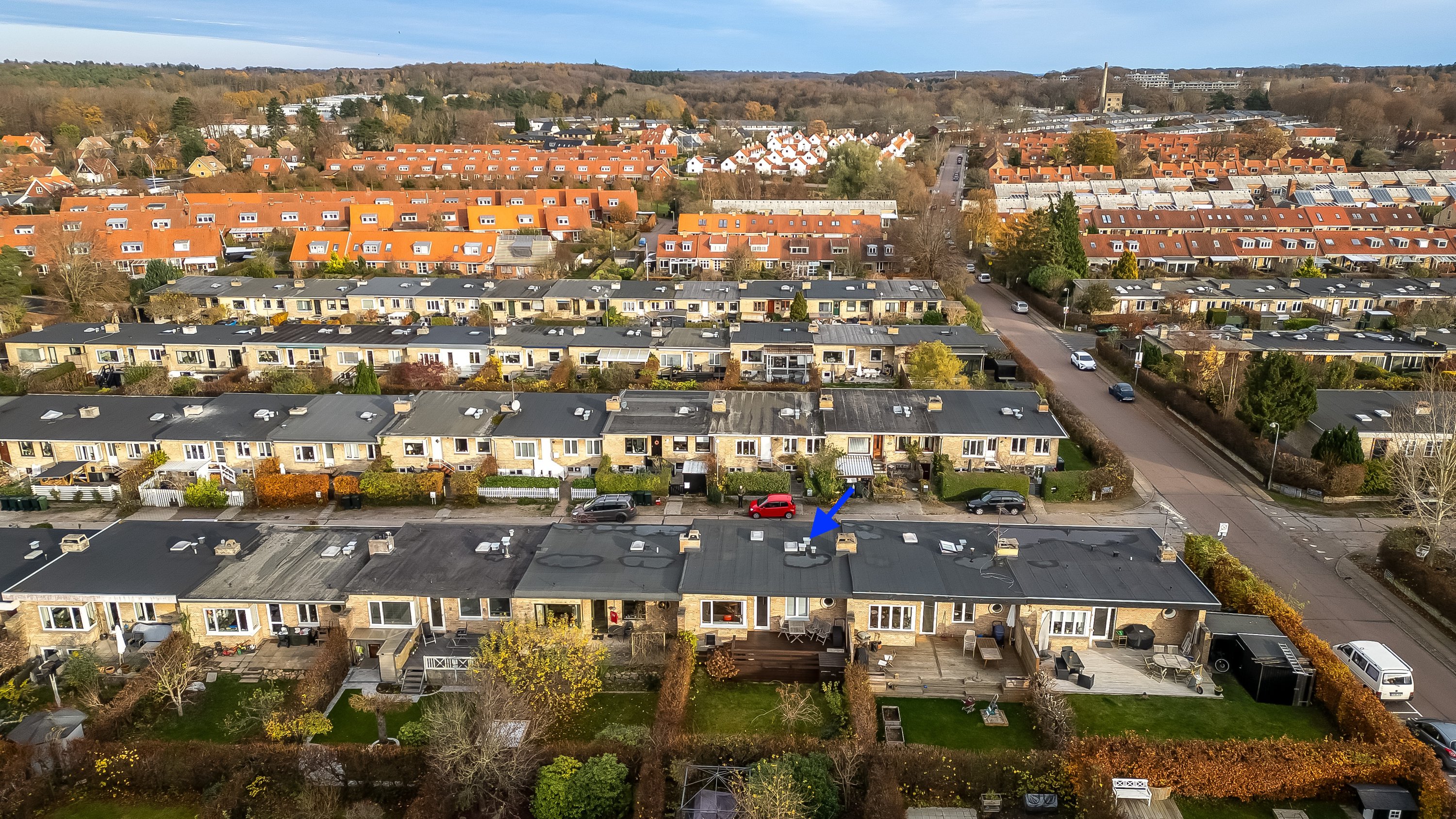 Fremhævet luftfoto billede i fuldskærmstilstand. Billede af Bøgevang 33, 2830 Virum