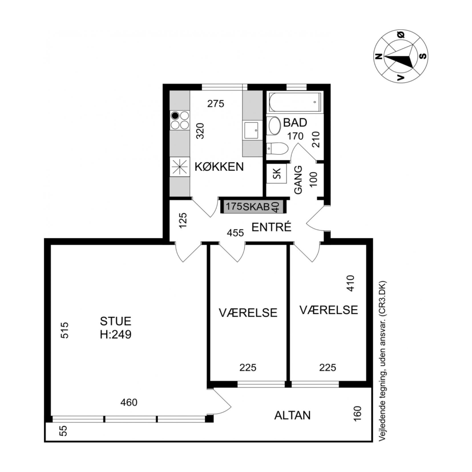 Plantegninger billede af Fredskovhellet 34, 1. th., 3400 Hillerød