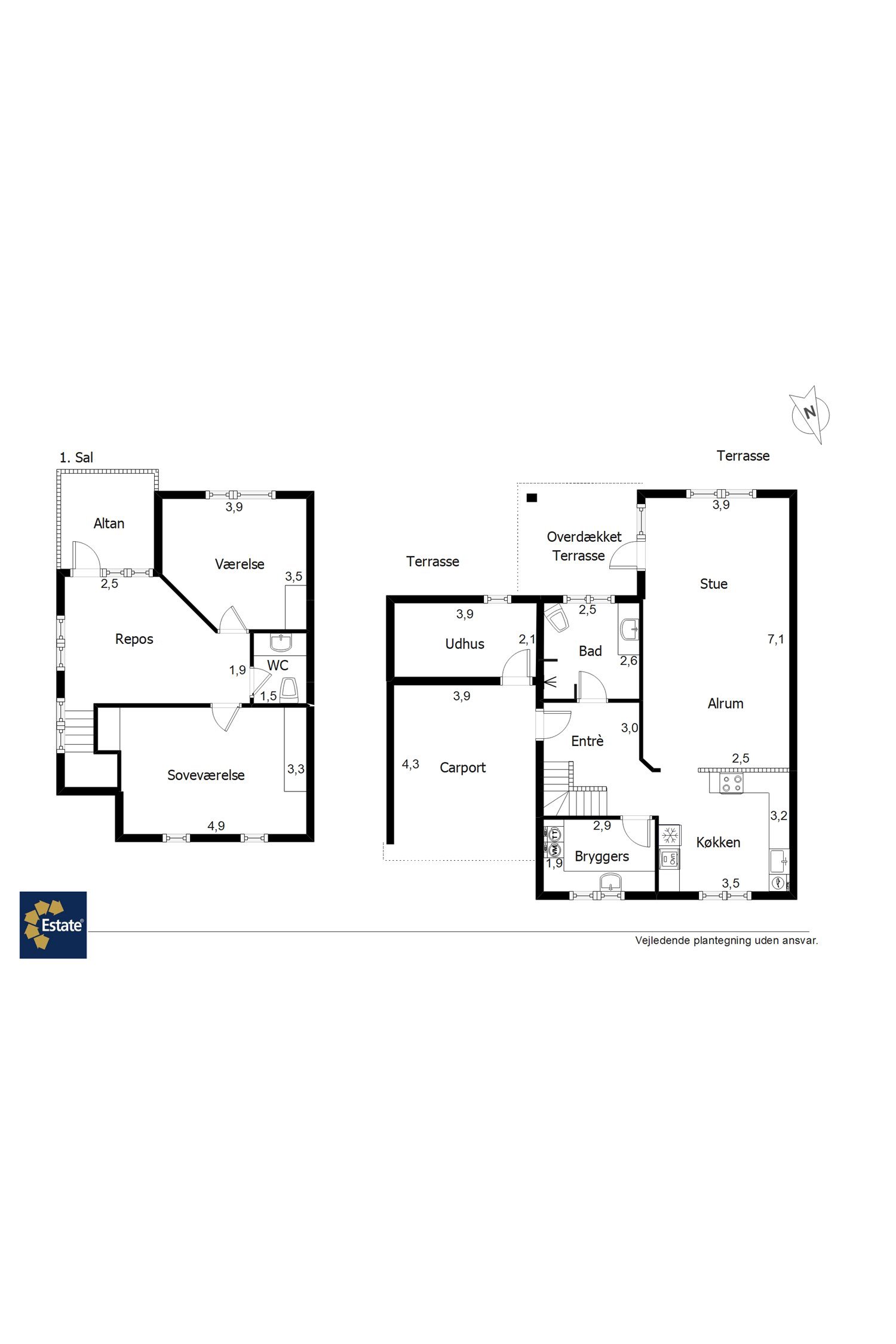 Plantegninger billede af Bryndumvej 2, Tarp, 6715 Esbjerg N