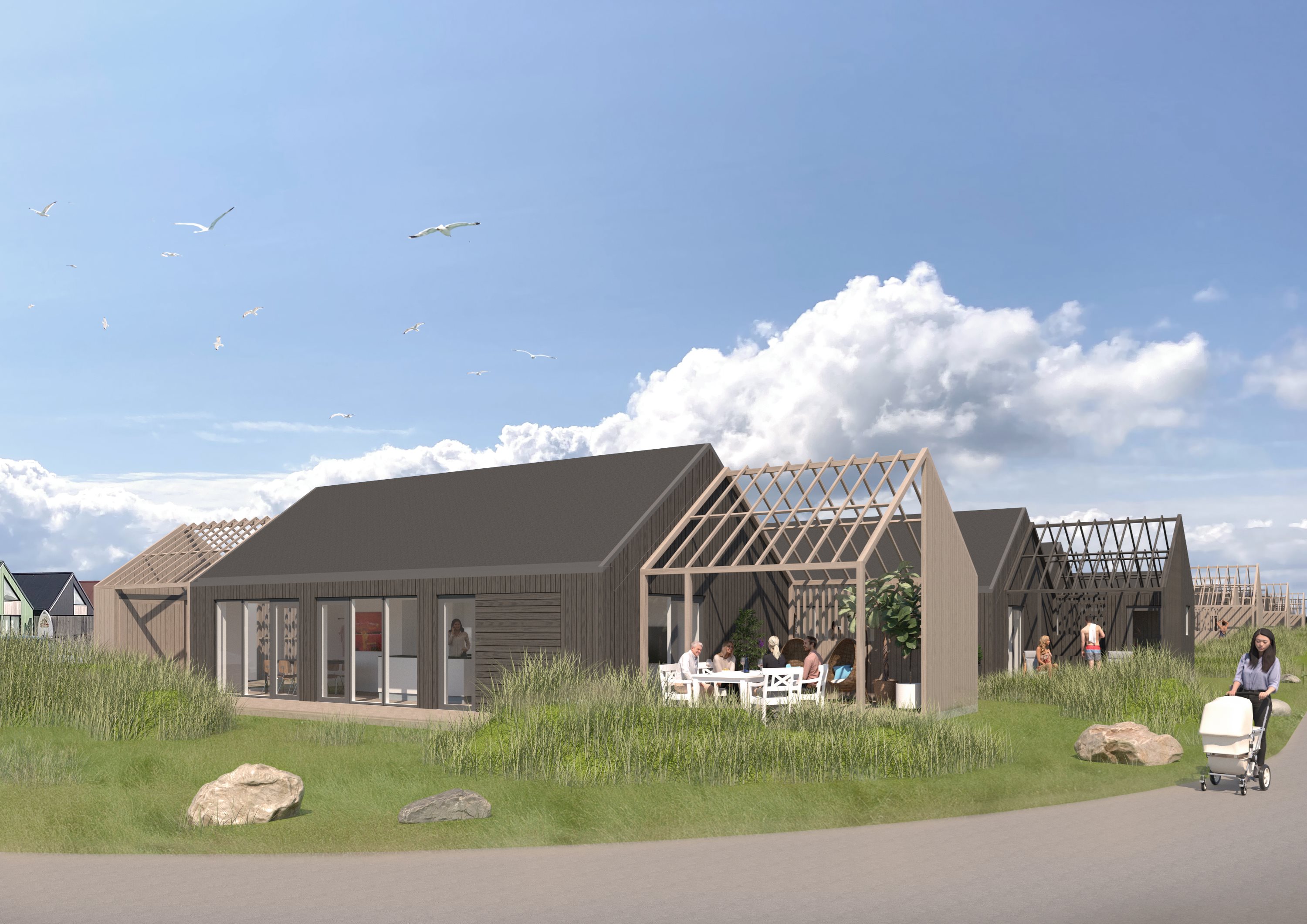 Fremhævet facade billede i fuldskærmstilstand. Billede af Langsand 60, 6960 Hvide Sande