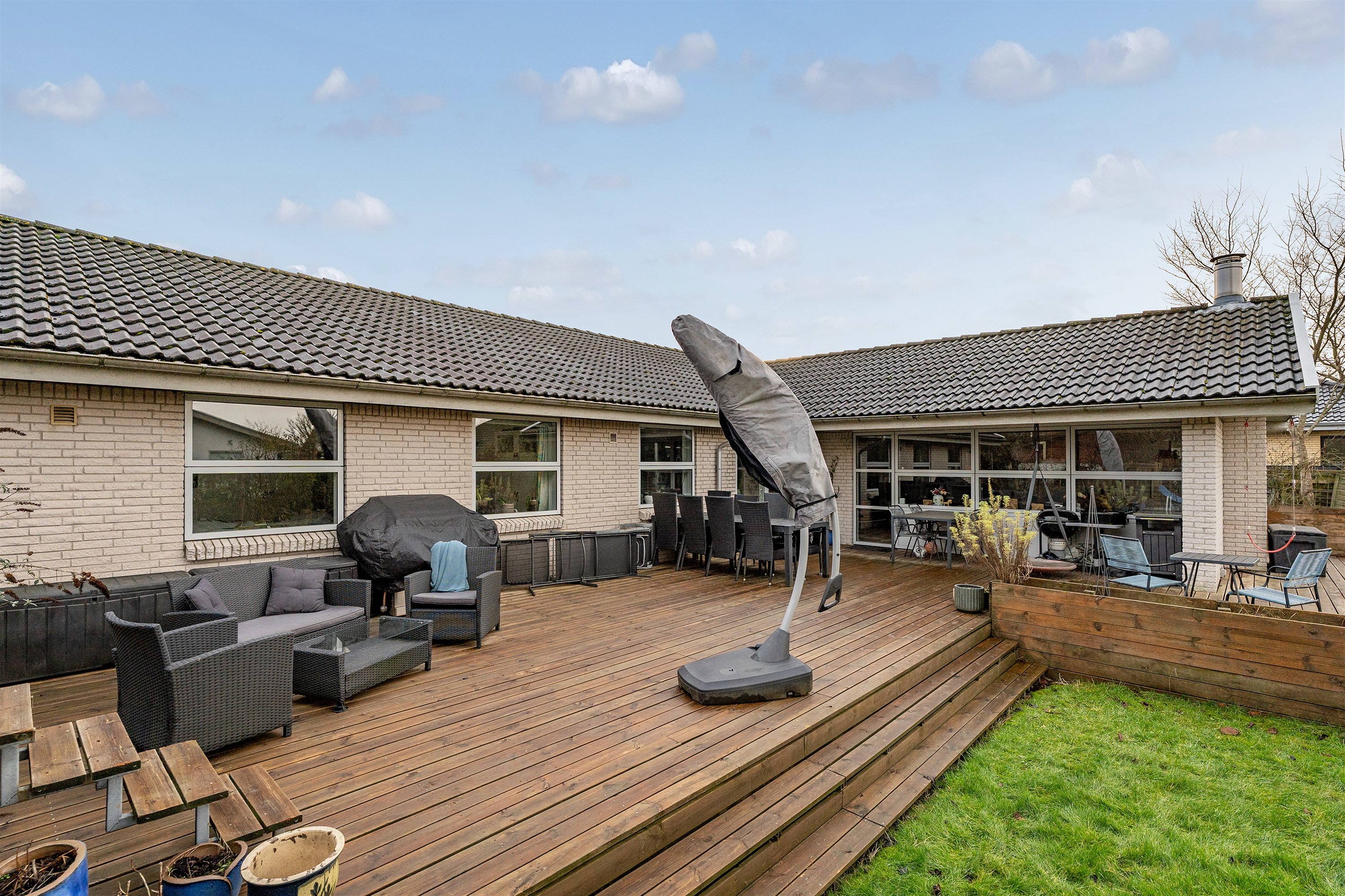 Fremhævet terrasse billede i fuldskærmstilstand. Billede af Toften 47, 7190 Billund