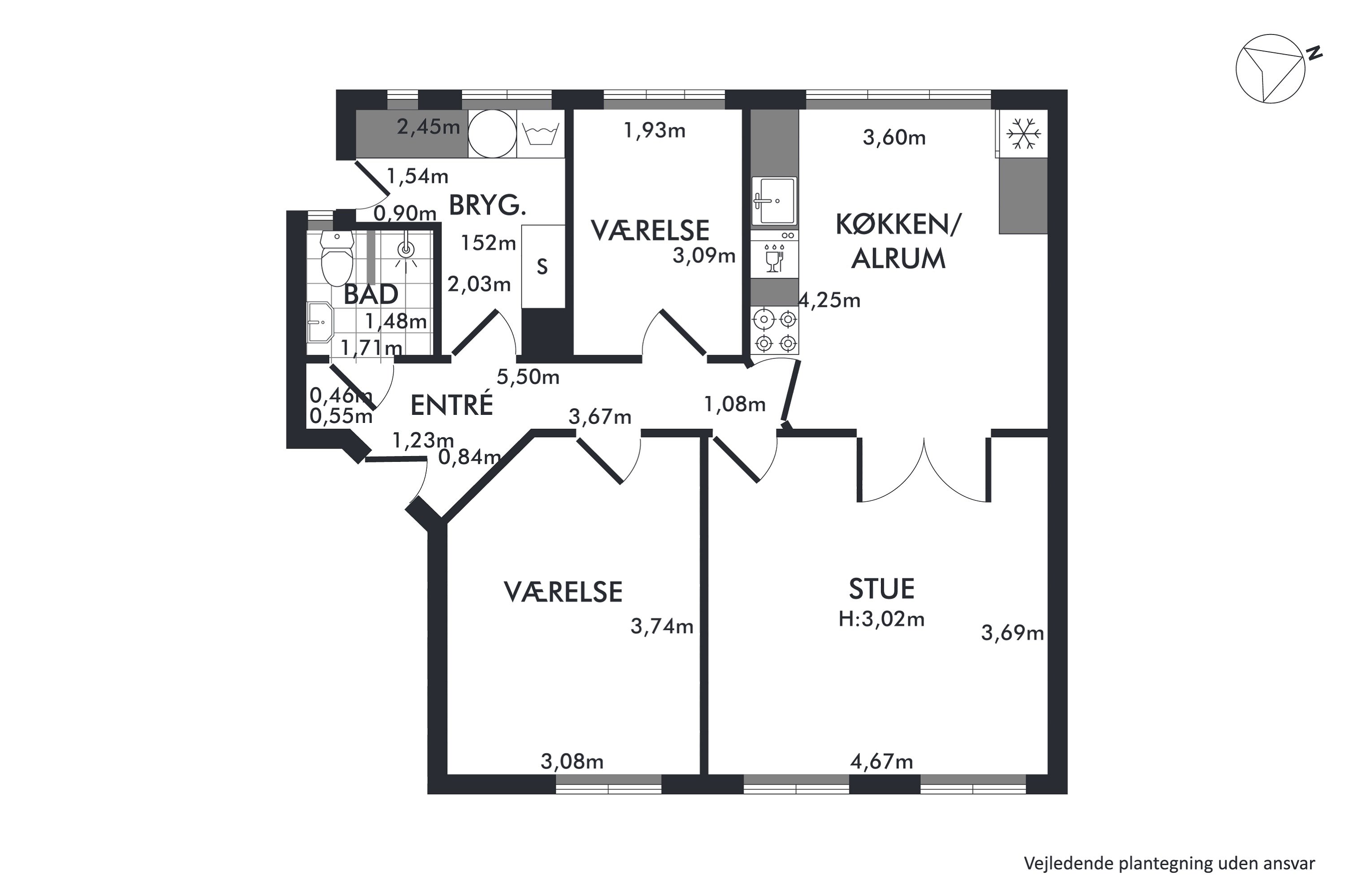 Plantegninger billede af Frederik VI's Alle 14, 2. th., 2000 Frederiksberg