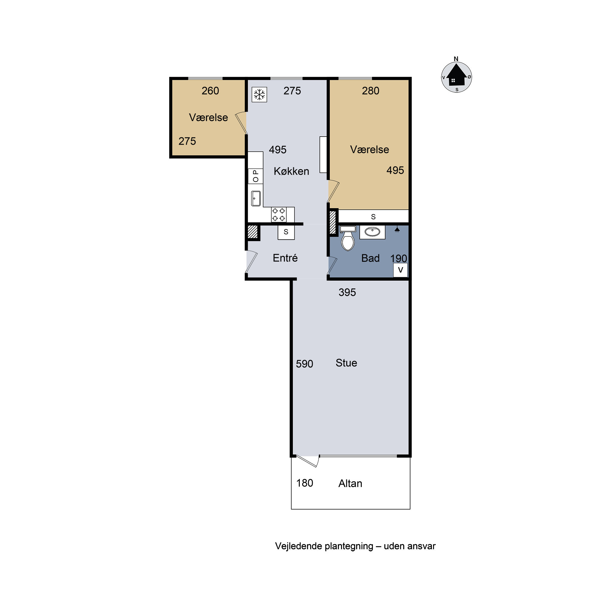 Plantegninger billede af Lersøparken 7, 2. tv., 4220 Korsør