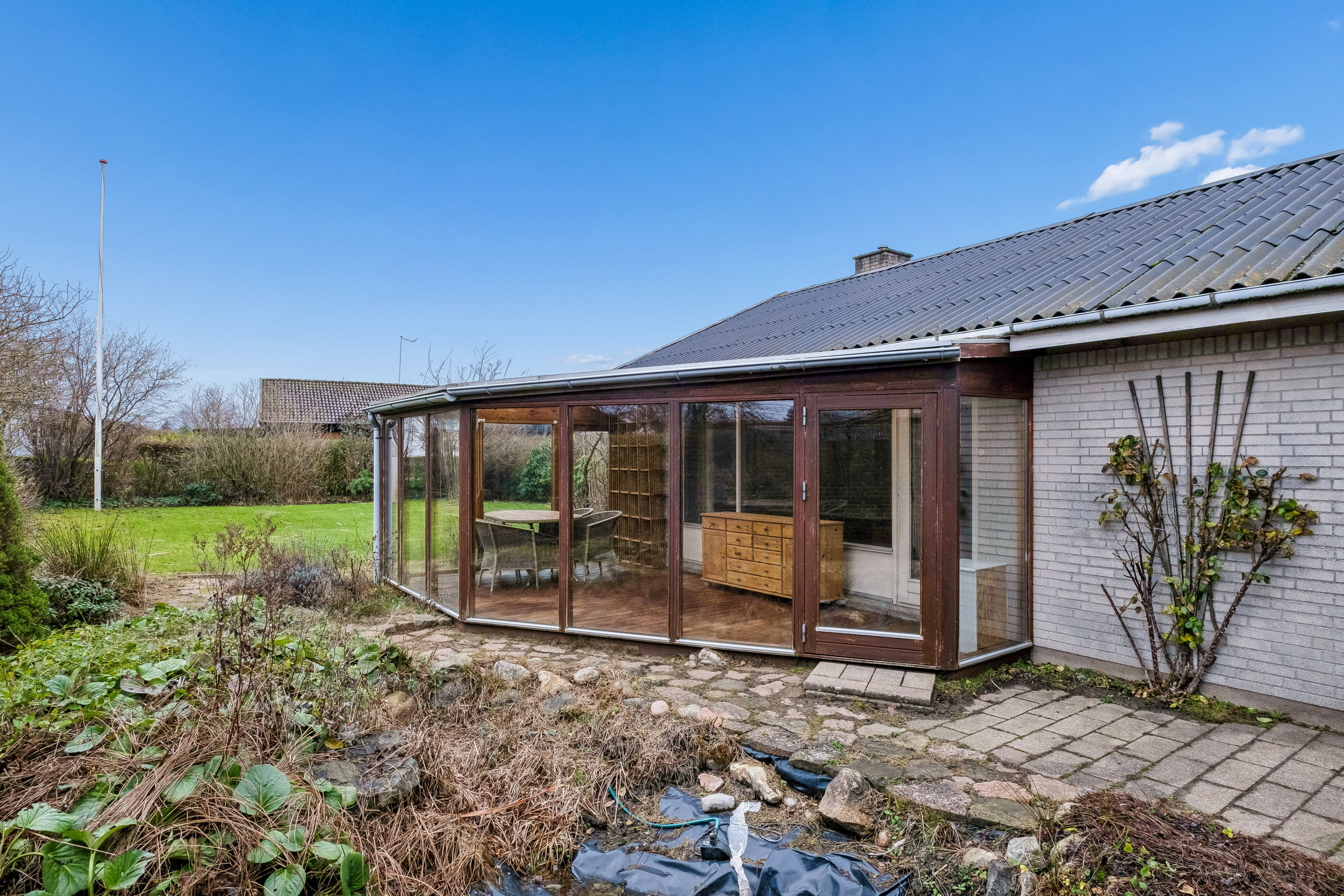 Fremhævet set fra haven billede i fuldskærmstilstand. Billede af Toftevænget 20, Tyrsted, 8700 Horsens