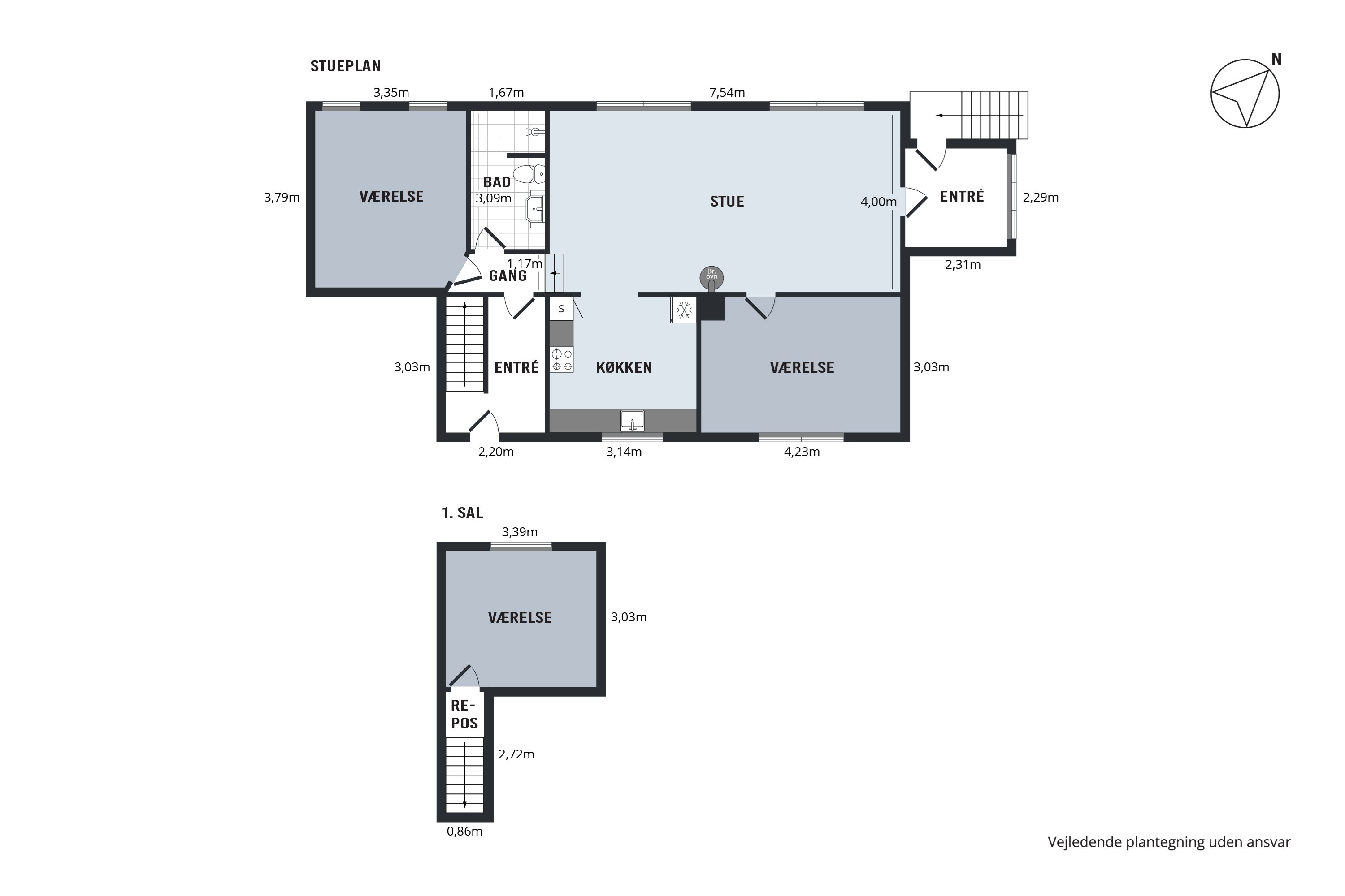 Plantegninger billede af Borgergade 10A, og. B., 8832 Skals