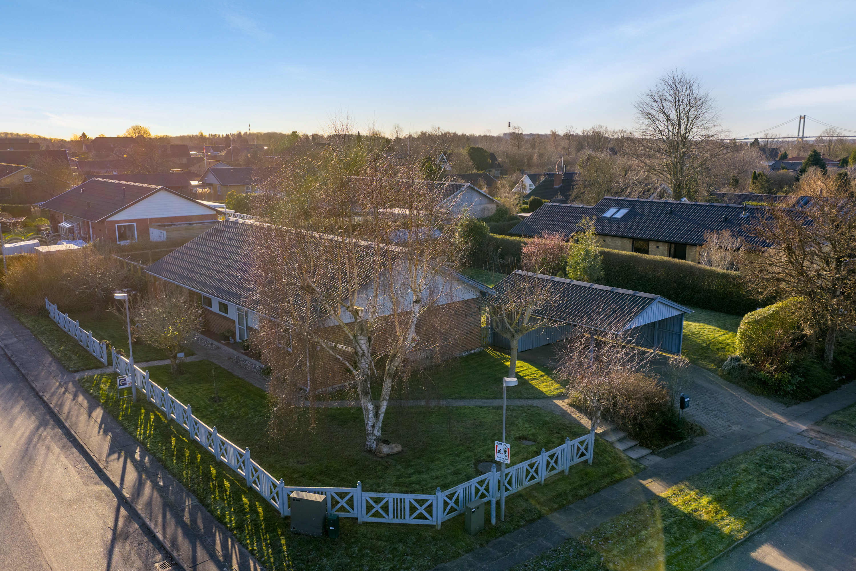 Fremhævet luftfoto billede i fuldskærmstilstand. Billede af Niels Hansens Vej 7, Strib, 5500 Middelfart