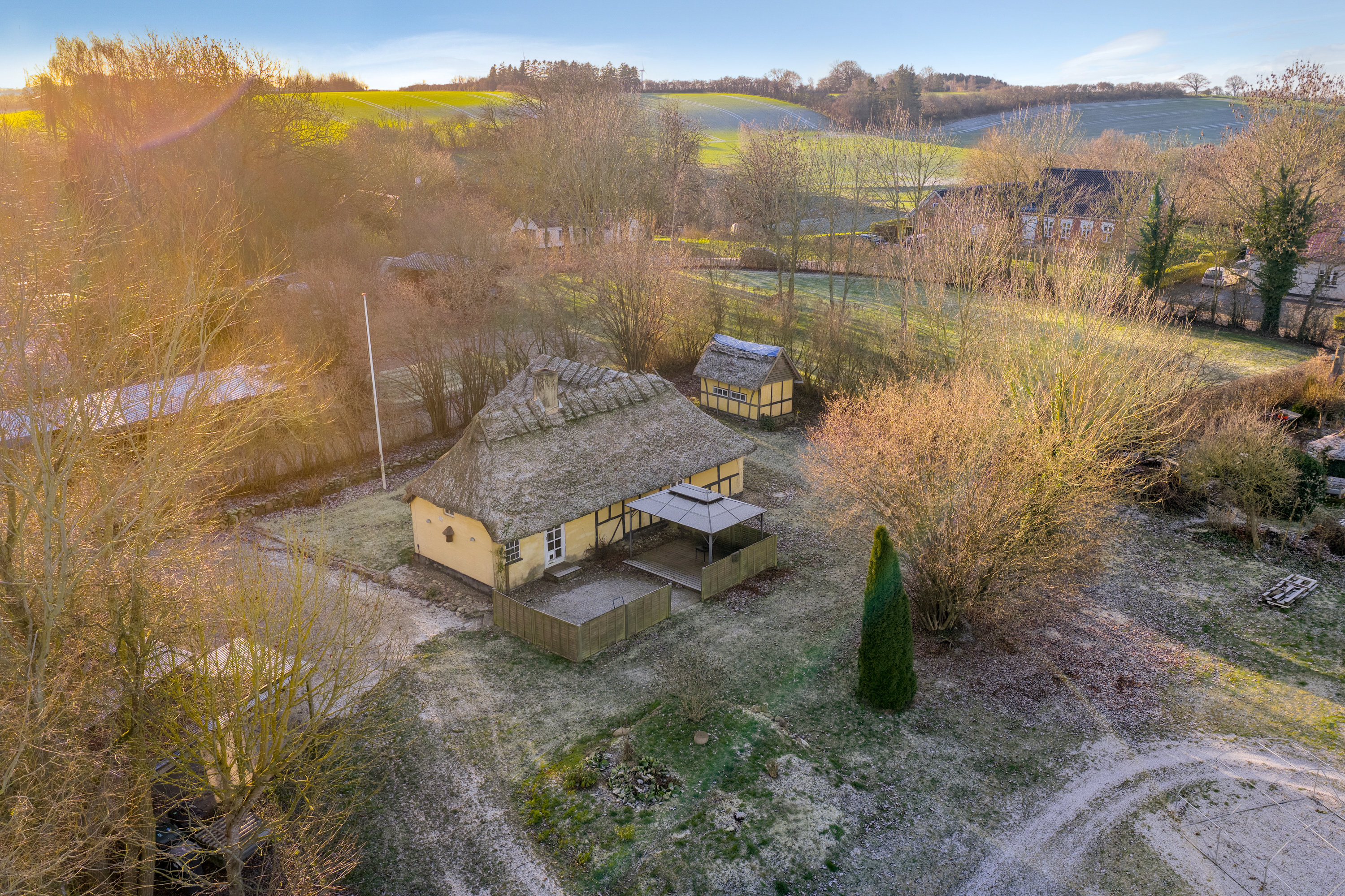 Villa: Luftfoto på Vedtoftevej 8, Vedtofte, 5620 Glamsbjerg