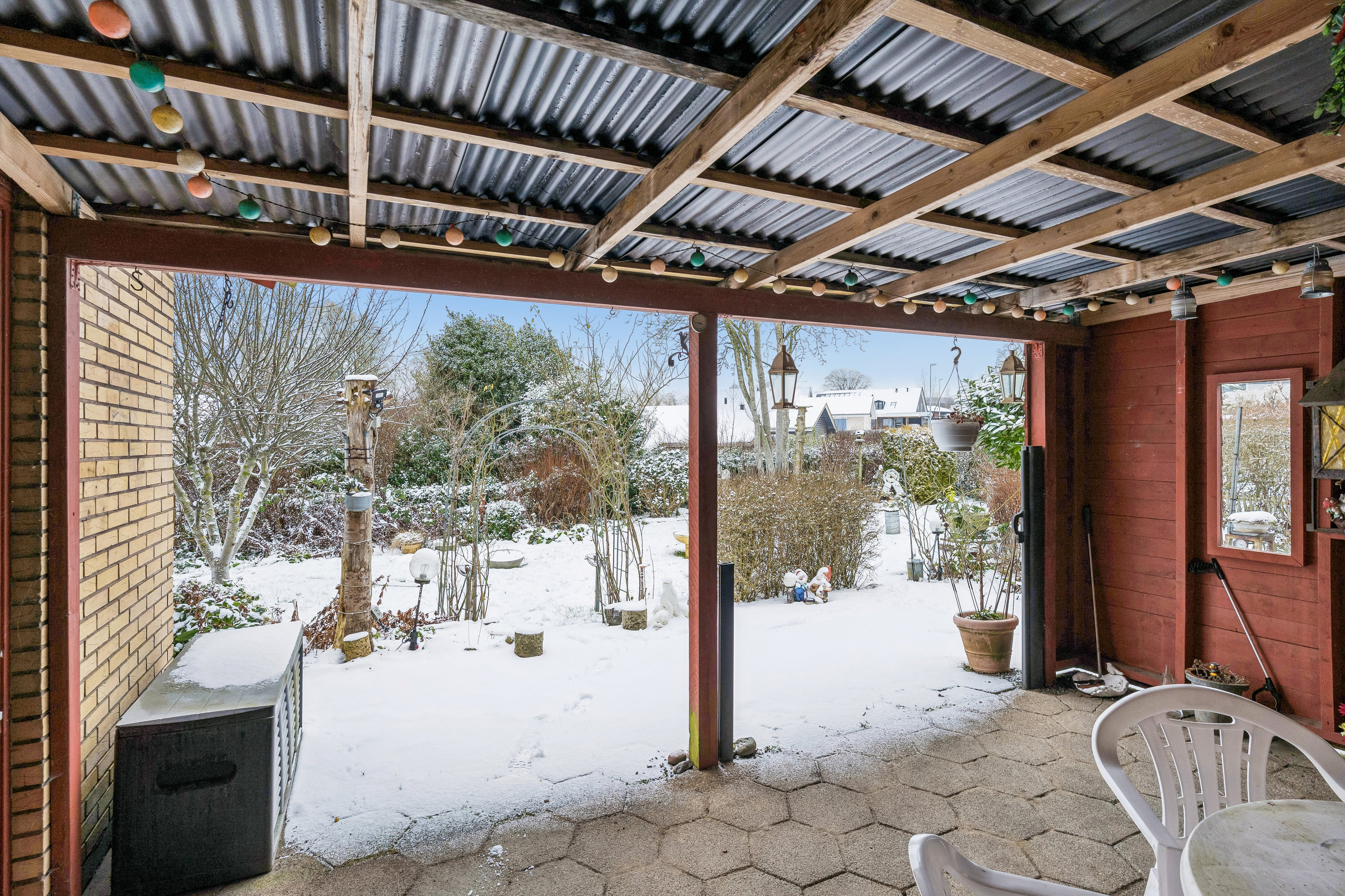 Fremhævet overdækket terrasse billede i fuldskærmstilstand. Billede af Vedbæksalle 83, Torsted, 8700 Horsens