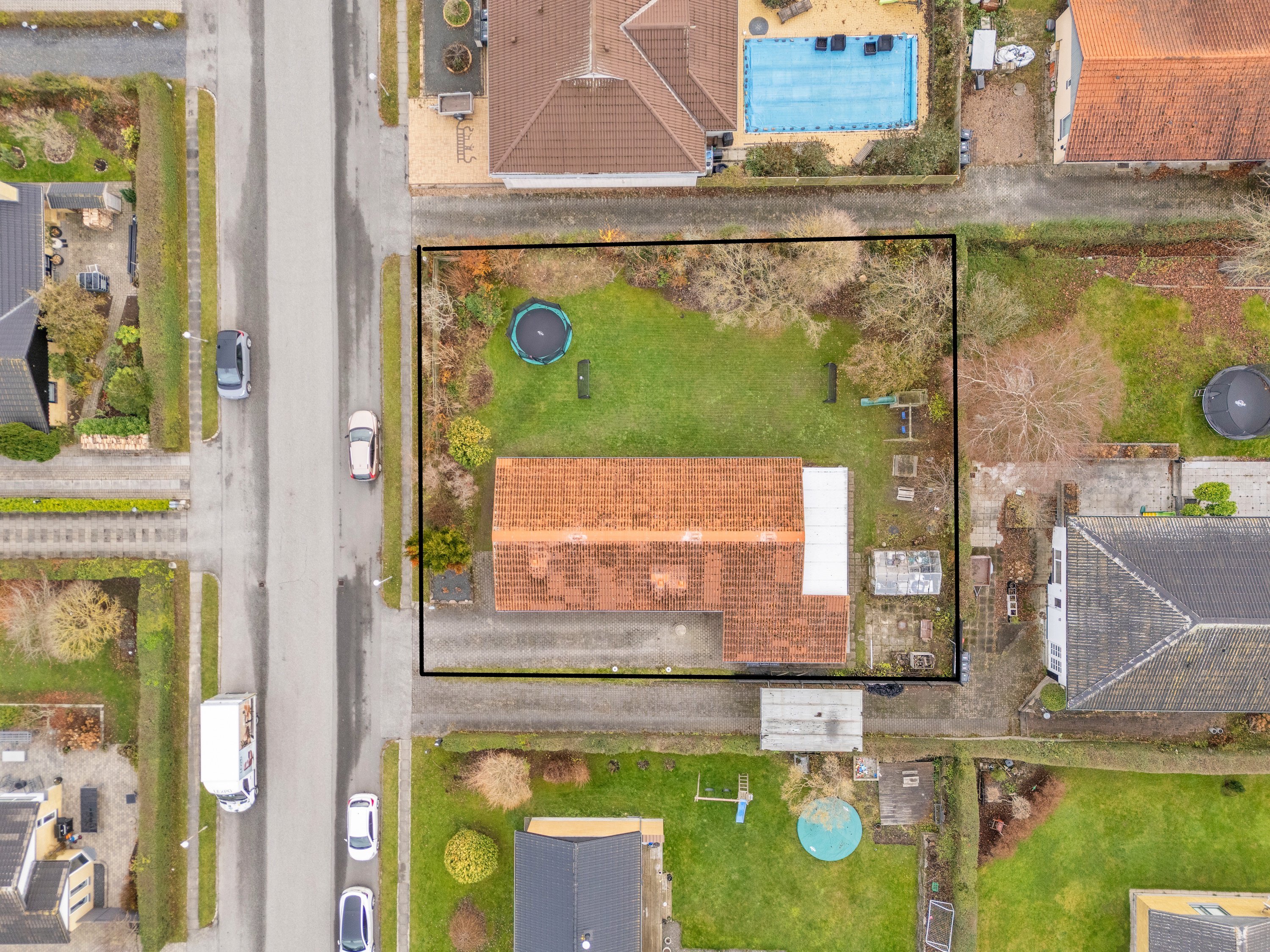 Fremhævet luftfoto billede i fuldskærmstilstand. Billede af Havremarken 5, 8520 Lystrup