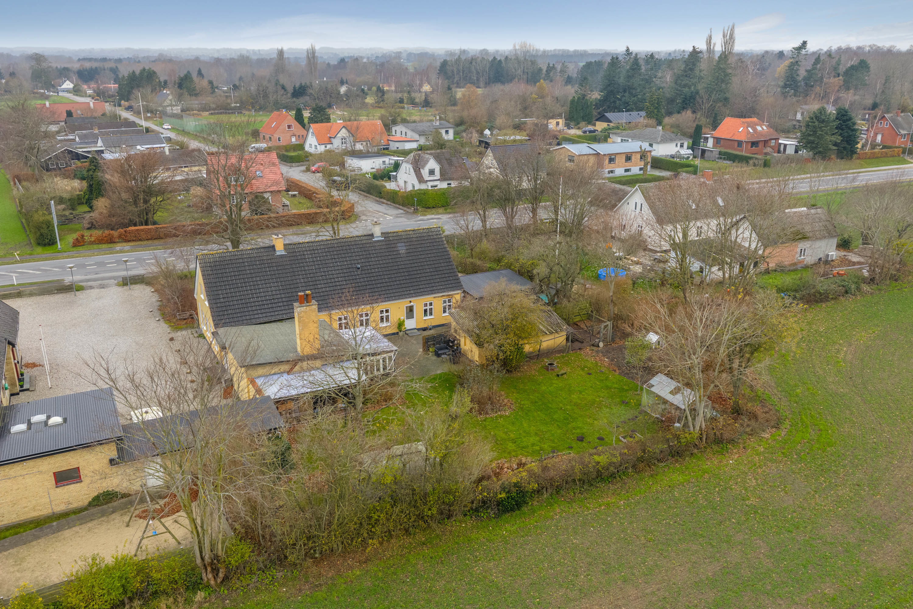 Fremhævet luftfoto billede i fuldskærmstilstand. Billede af Odensevej 56, Hjulby, 5800 Nyborg