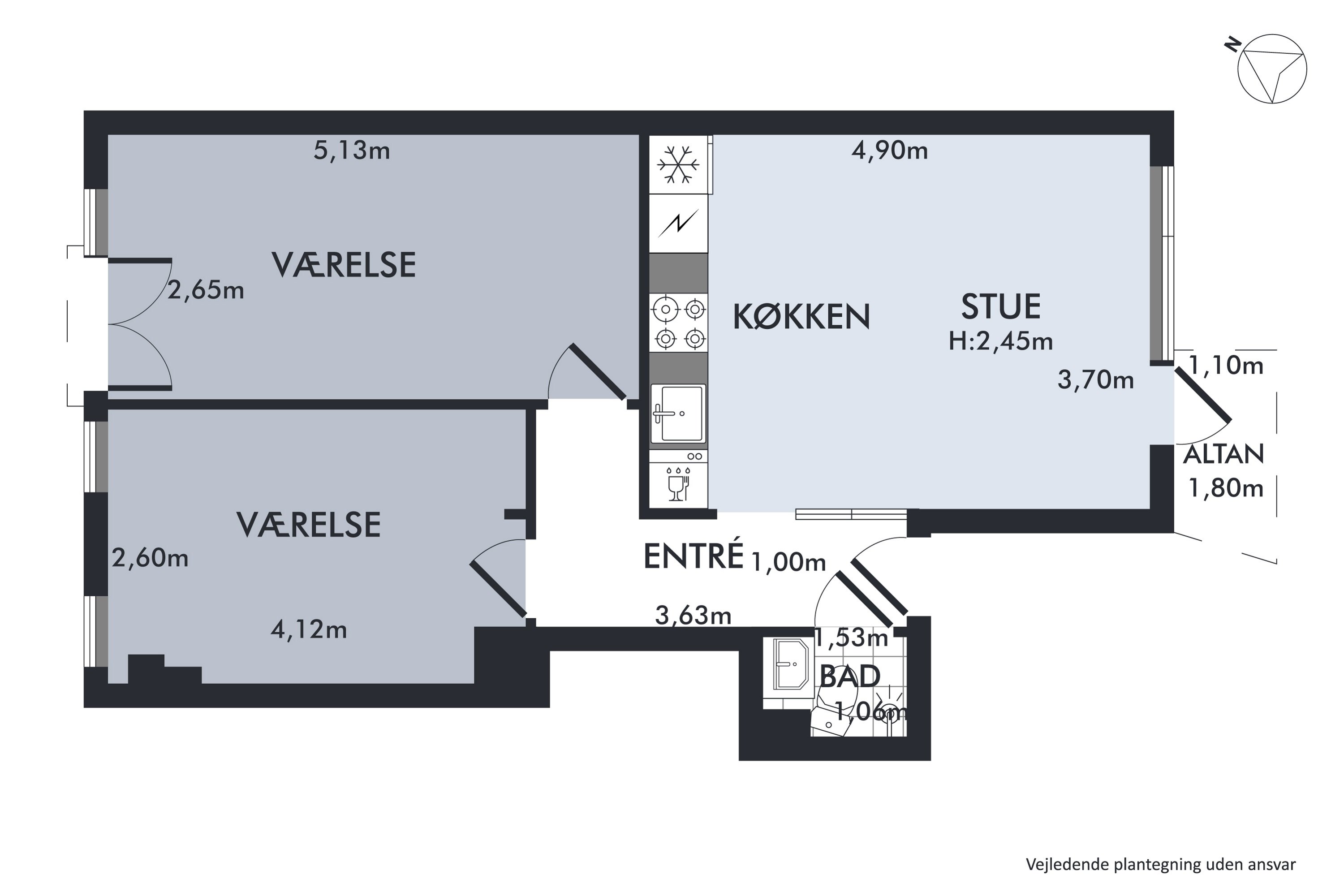 Plantegninger billede af Bremensgade 7, 2. th., 2300 København S