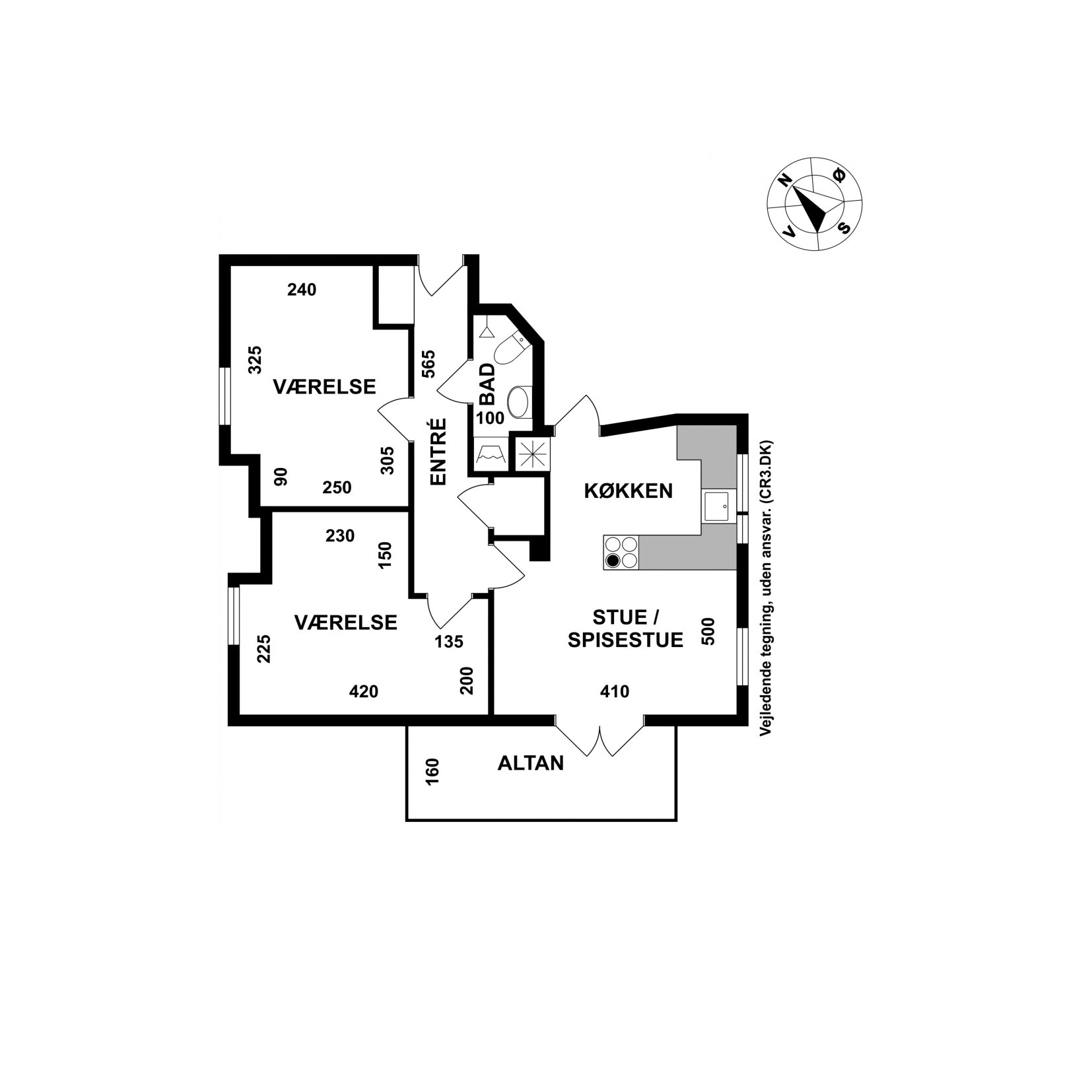 Plantegninger billede af Rådmandsgade 40A, 5. th., 2200 København N