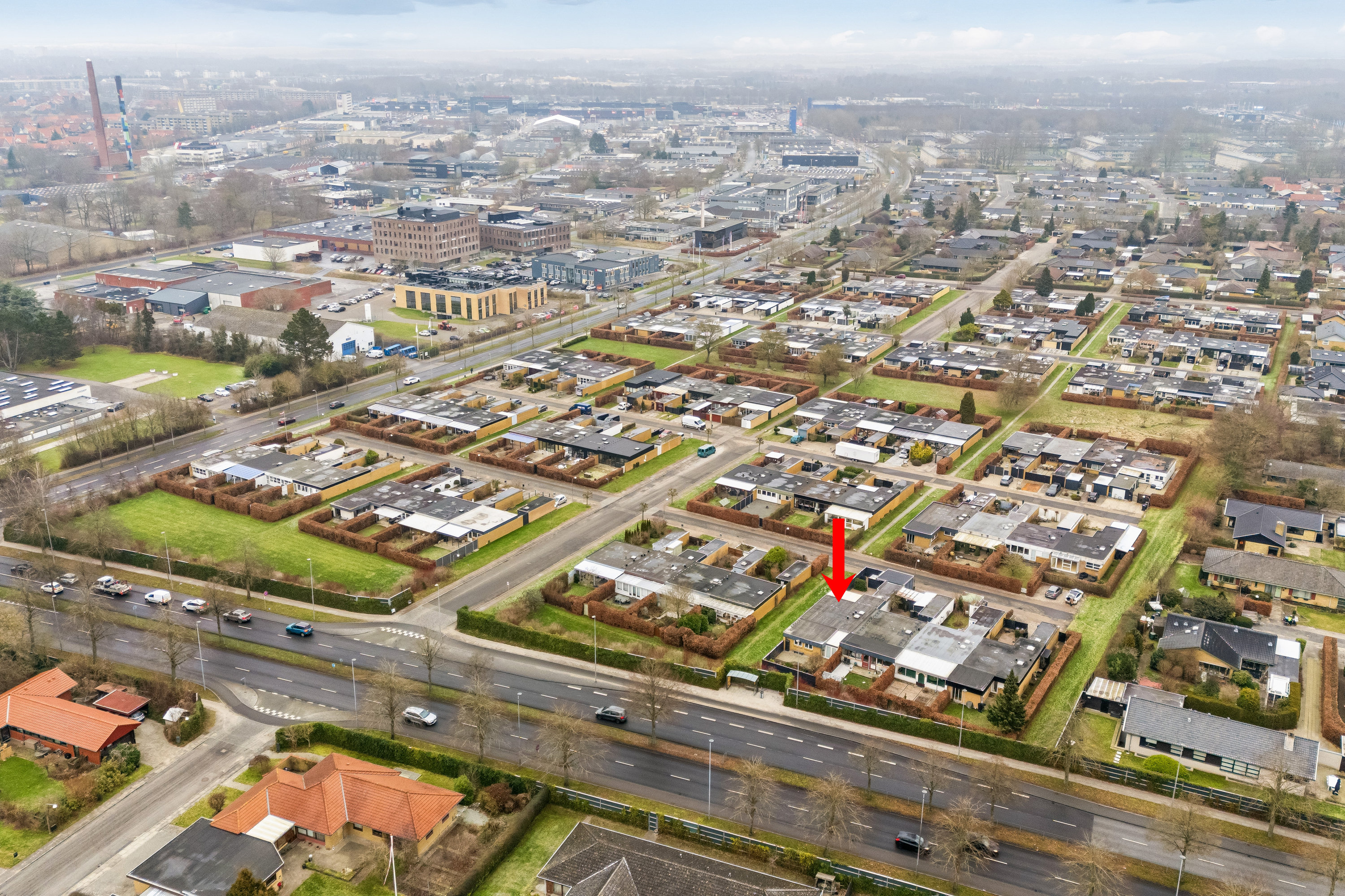 Fremhævet luftfoto billede i fuldskærmstilstand. Billede af Tybrindvænget 9, 5230 Odense M