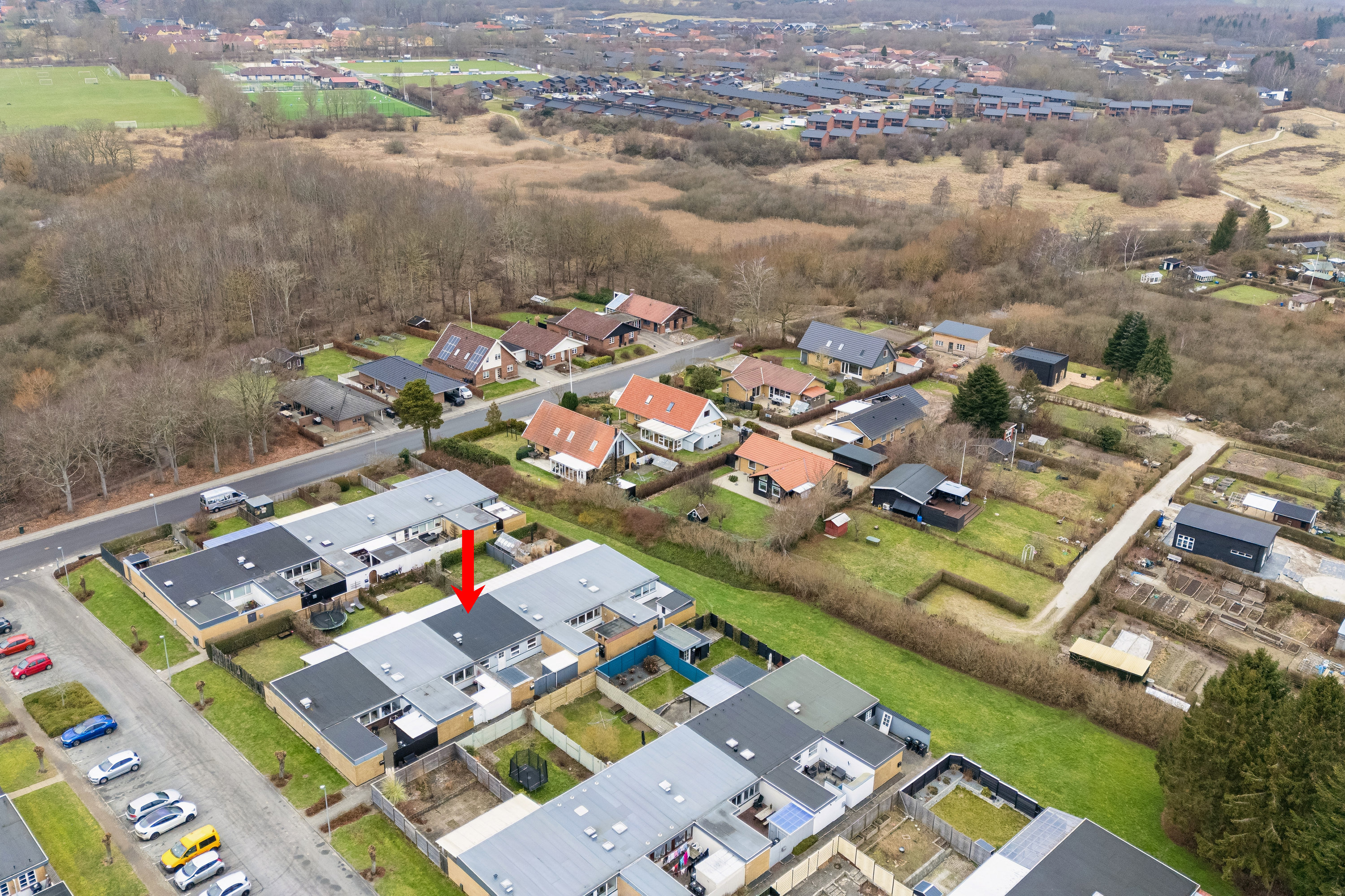 Fremhævet luftfoto billede i fuldskærmstilstand. Billede af Næsbyhave 86, Næsby, 5270 Odense N