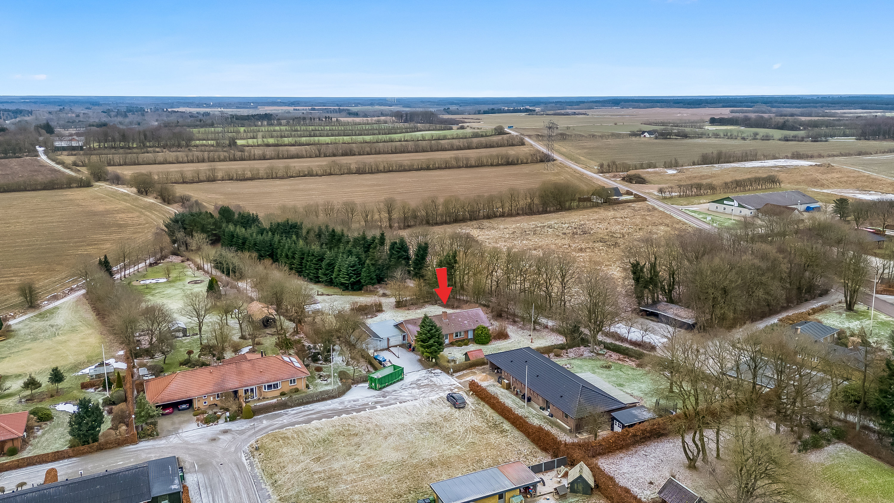 Miniaturebillede 1: luftfoto. Billede af Fuglebakken 12, Herrup, 7830 Vinderup