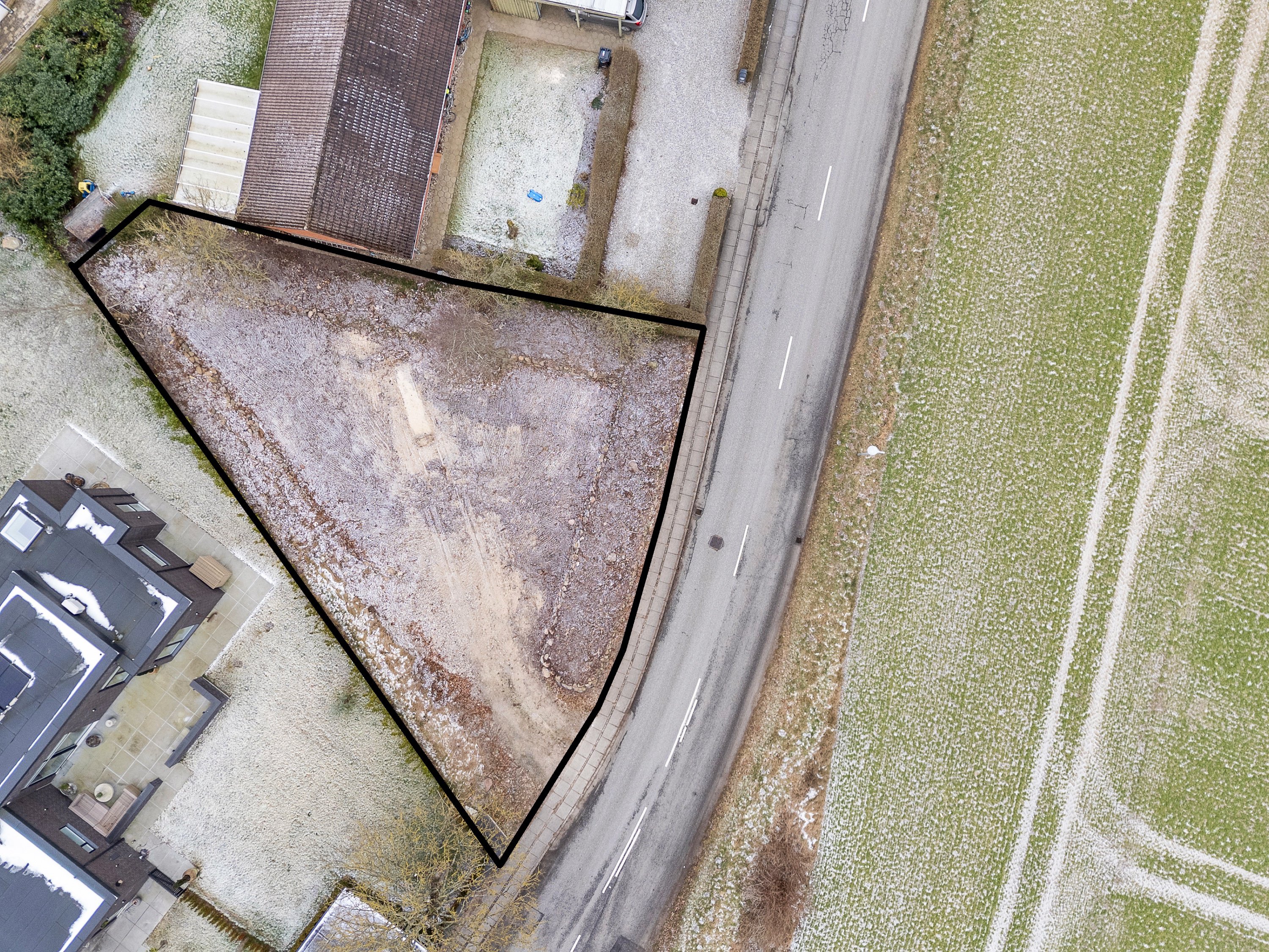 Fremhævet luftfoto billede i fuldskærmstilstand. Billede af Elsted Byvej 10B, 8520 Lystrup