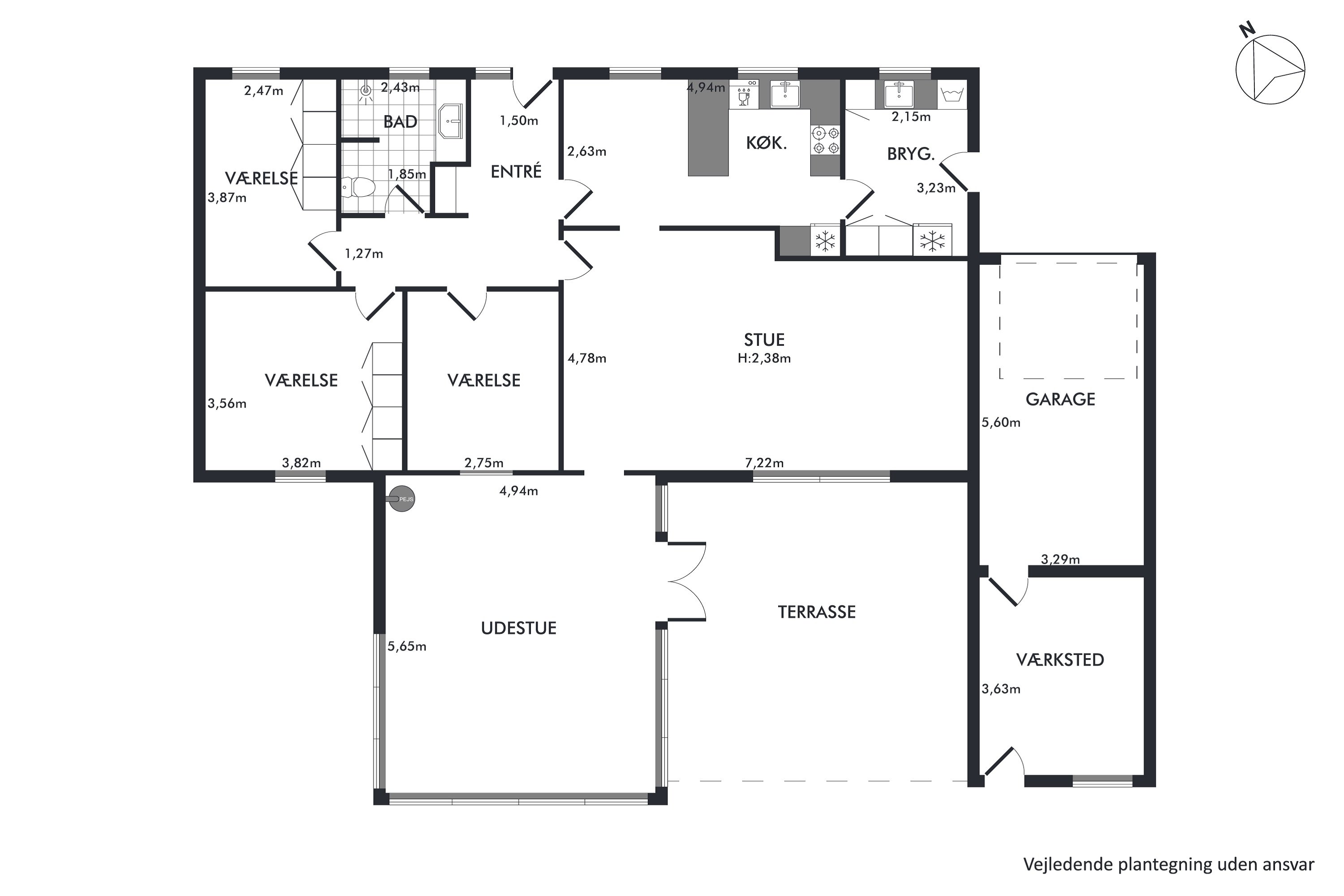 Plantegninger billede af Spættevej 42, Ø Snede, 8723 Løsning