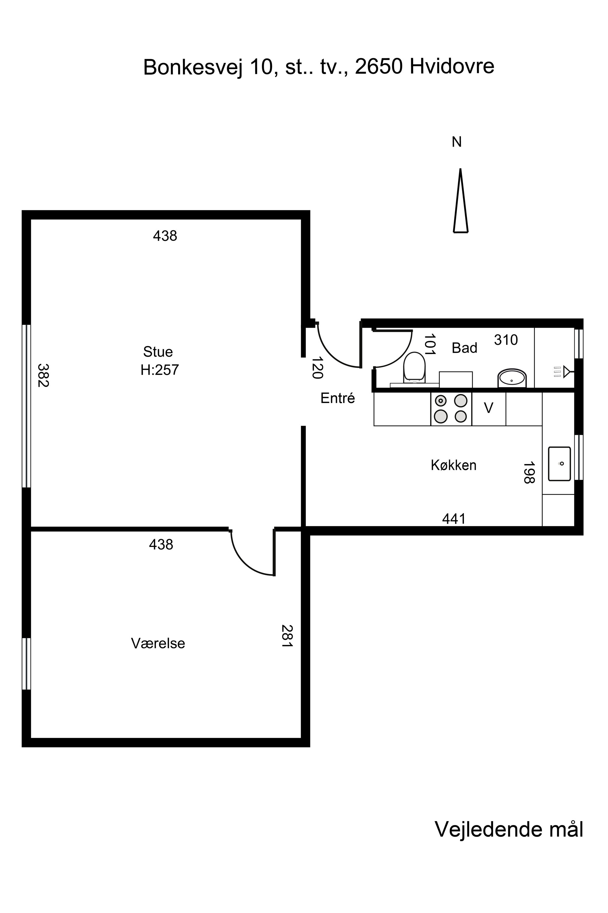Plantegninger billede af Bonkesvej 10, st.. tv., 2650 Hvidovre