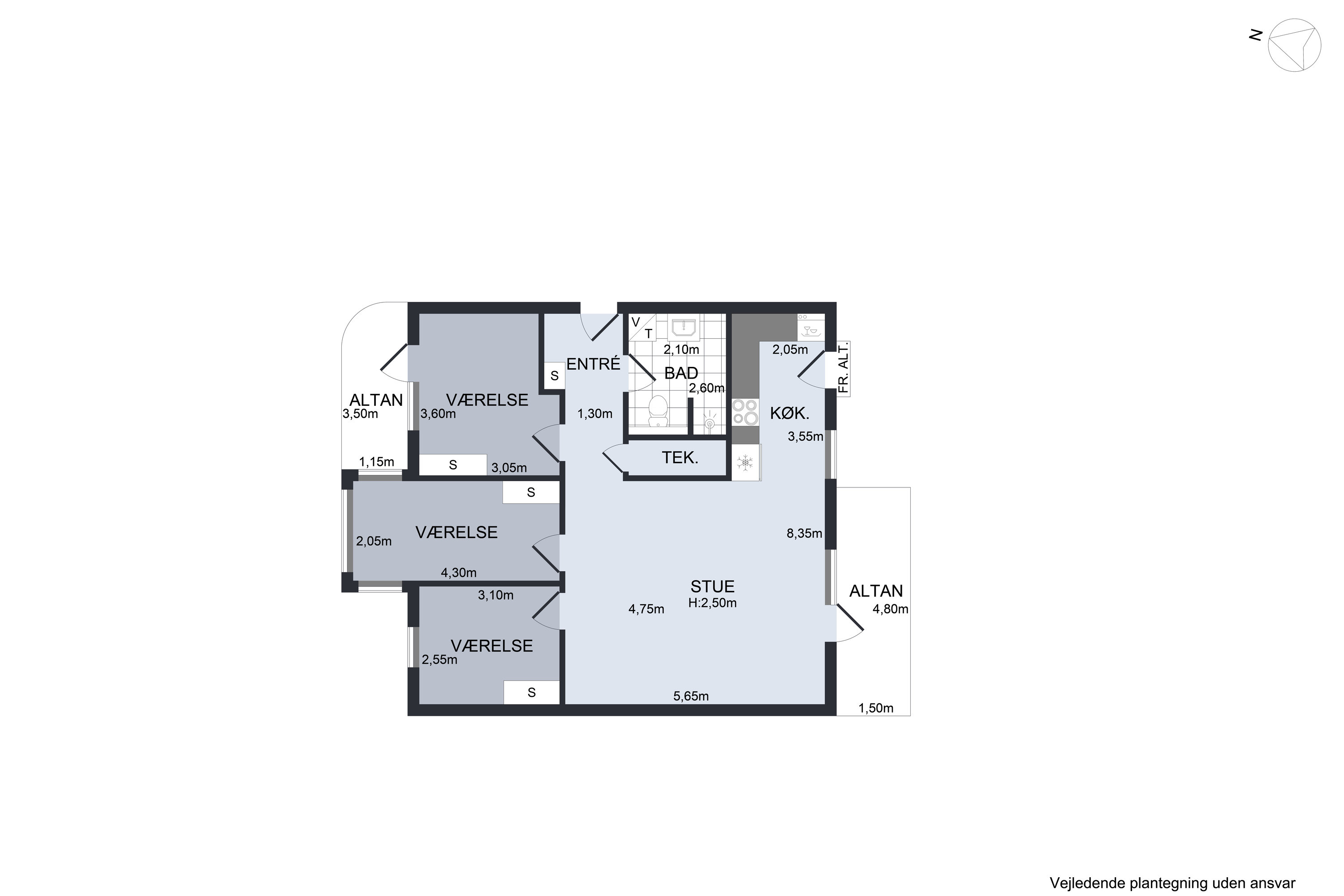 Plantegninger billede af Krimsvej 5B, 4. th., 2300 København S