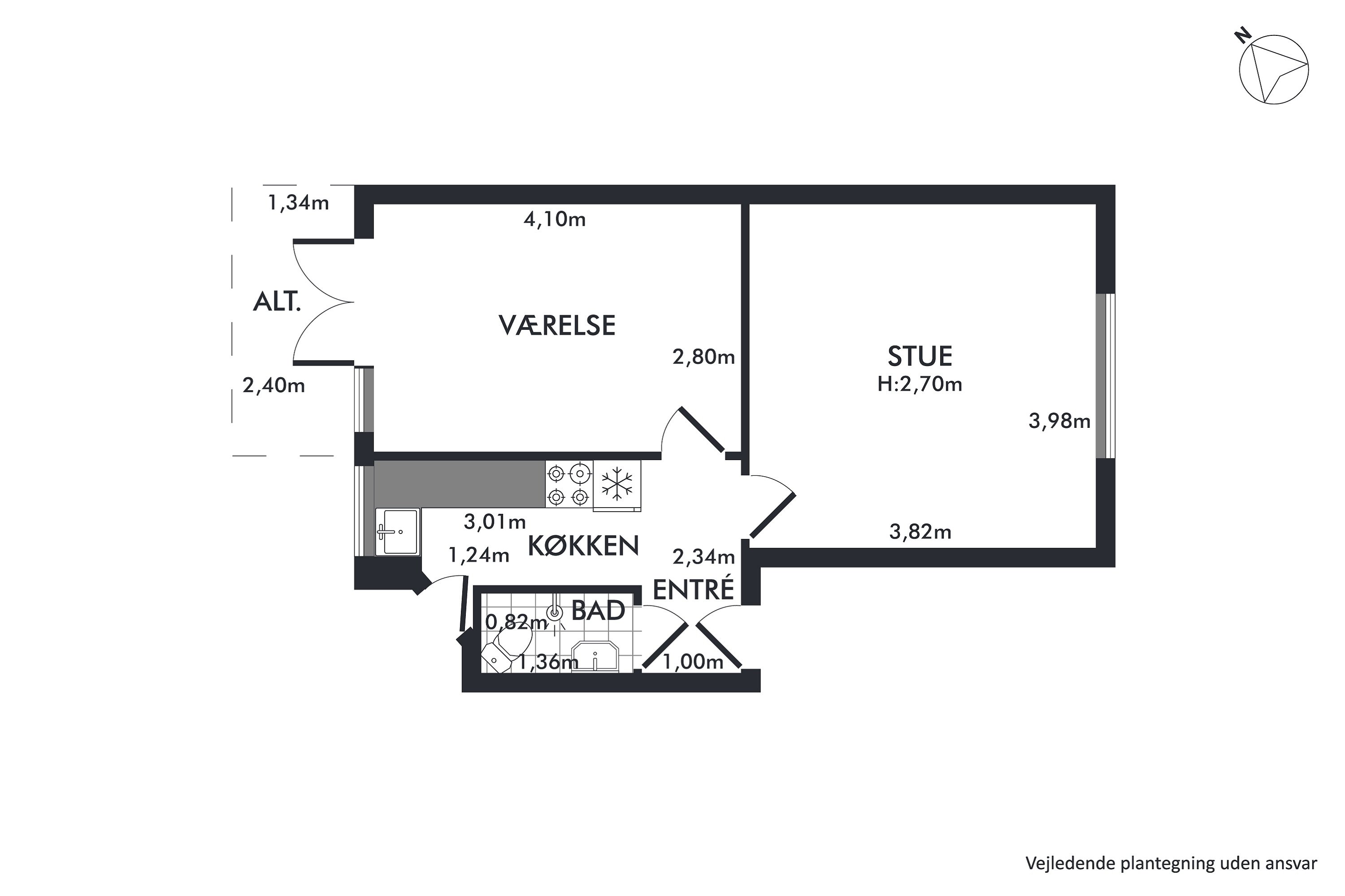 Plantegninger billede af Tycho Brahes Allé 13, 3. th., 2300 København S