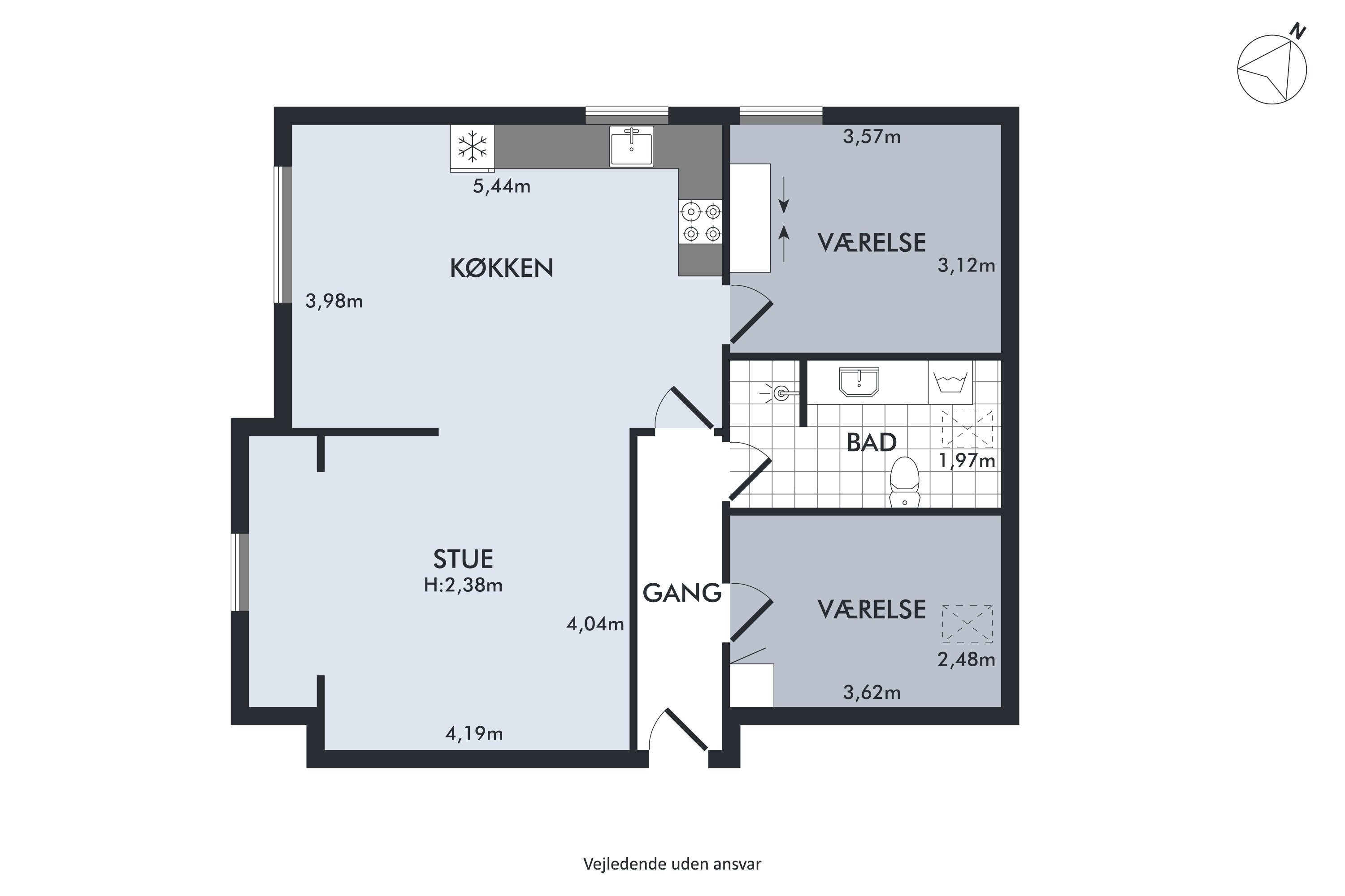 Plantegninger billede af Nygade 9, 2. tv., 6300 Gråsten