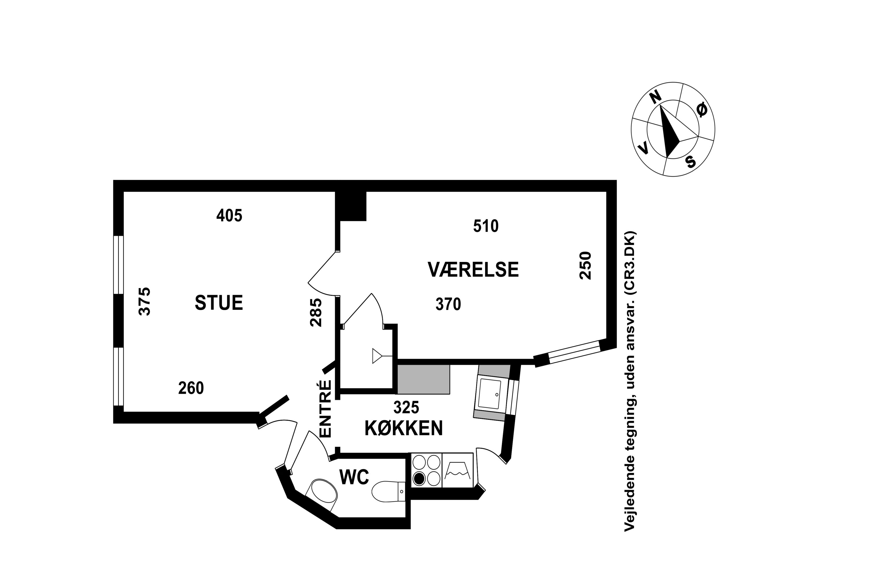 Plantegninger billede af Farumgade 1, 3. tv., 2200 København N