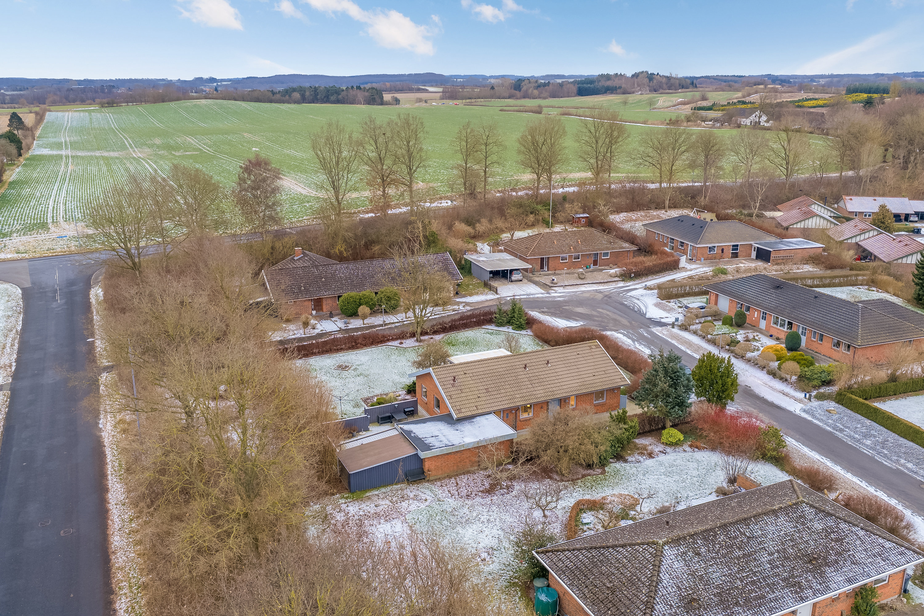 Fremhævet luftfoto billede i fuldskærmstilstand. Billede af Flintebjergvænget 5, Nr Broby, 5672 Broby