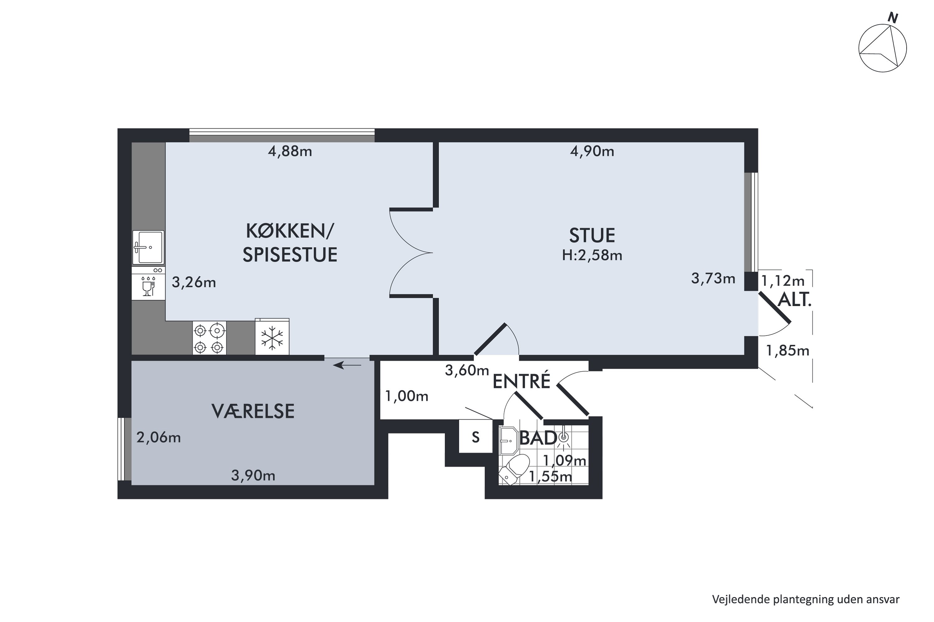 Plantegninger billede af Bremensgade 45, 3. th., 2300 København S