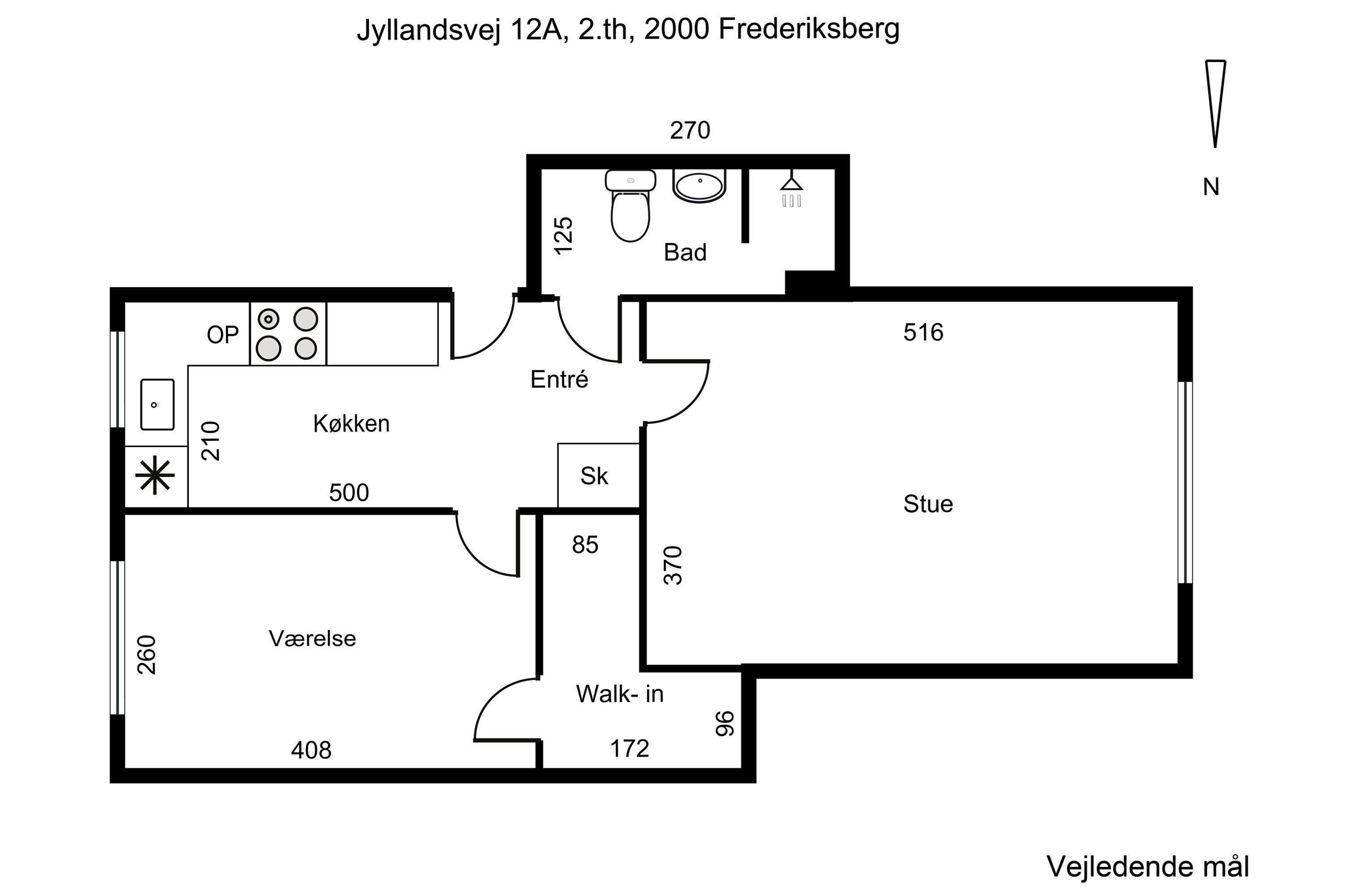 Plantegninger billede af Jyllandsvej 12A, 2. th., 2000 Frederiksberg