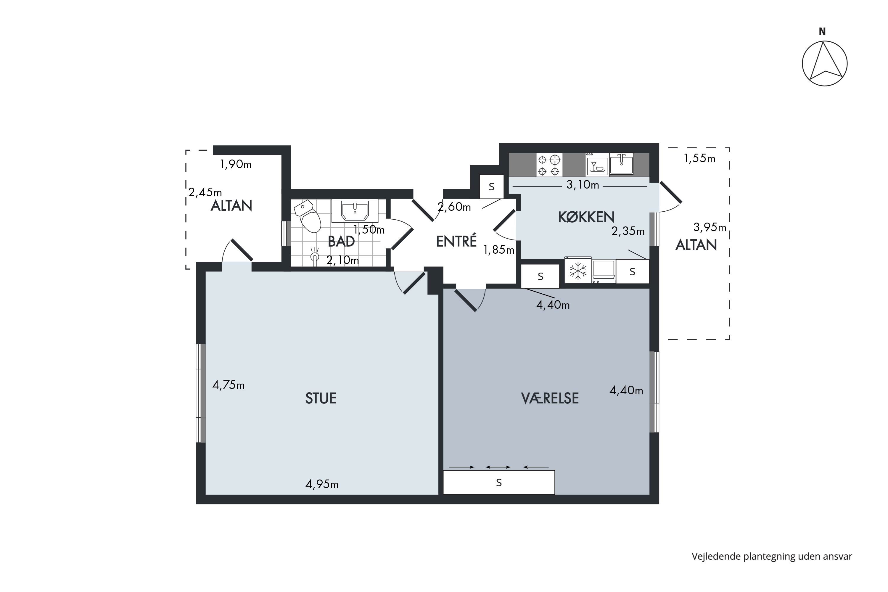 Plantegninger billede af Vestre Fjordvej 34, 3. th., 9000 Aalborg