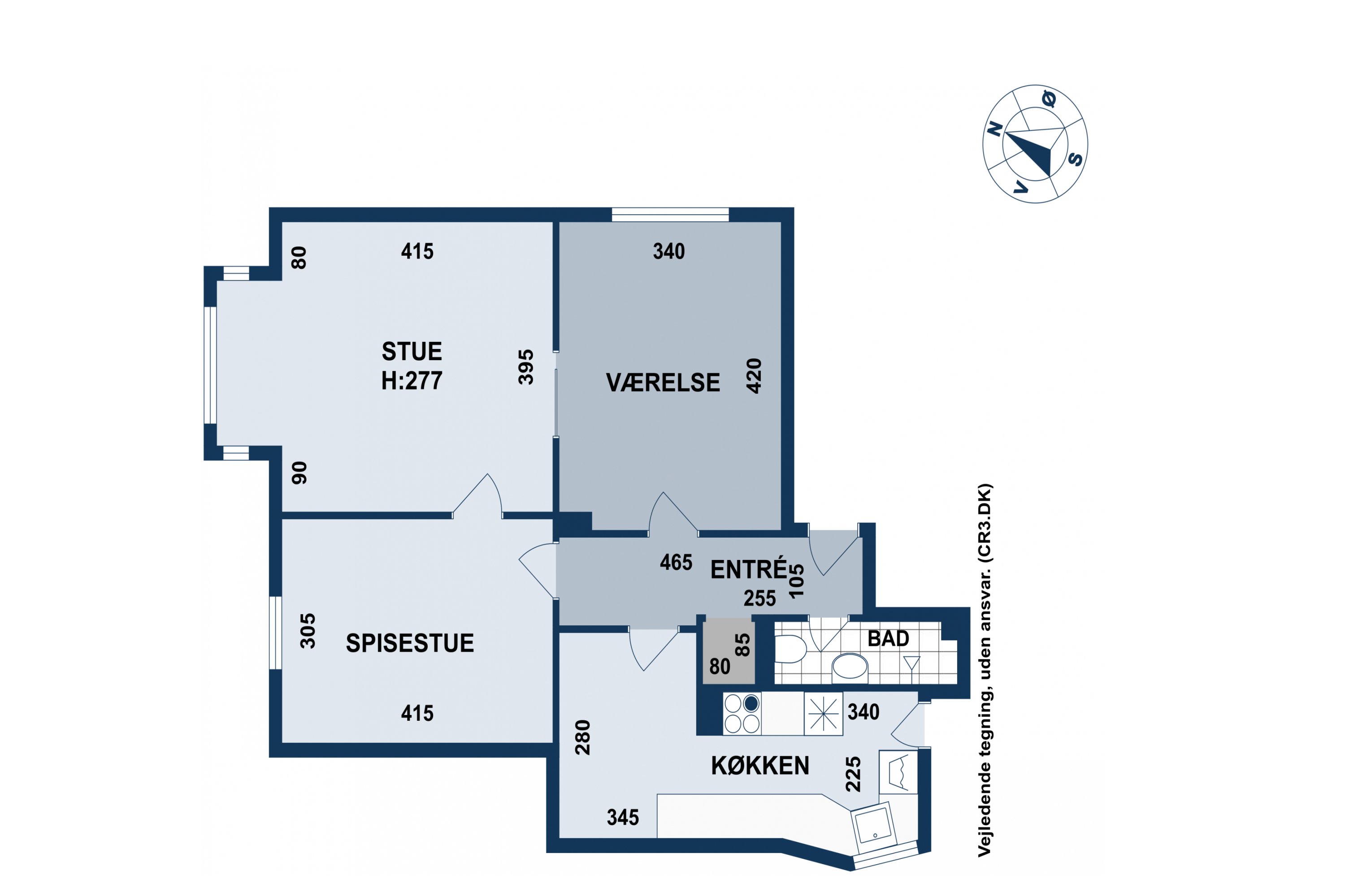 Plantegninger billede af Jellingegade 7, 1. th., 2100 København Ø