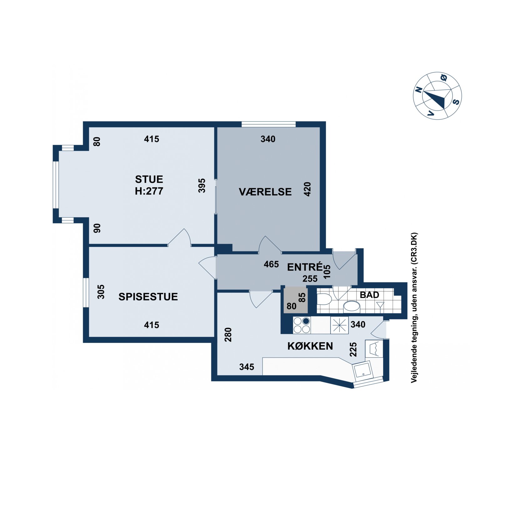 Plantegninger billede af Jellingegade 7, 1. th., 2100 København Ø