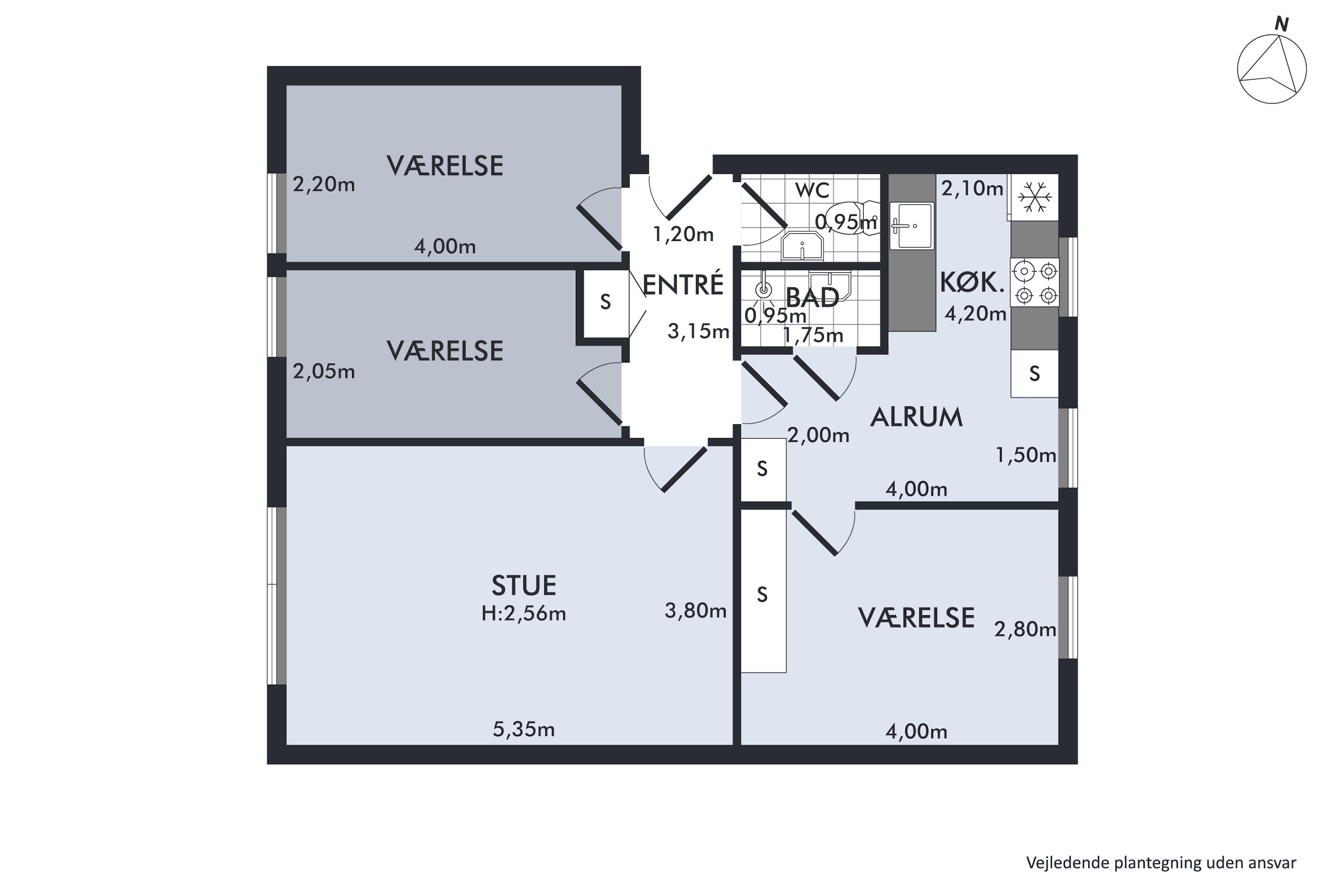 Plantegninger billede af Hadsundvej 86C, 1. tv., Vejgård, 9000 Aalborg