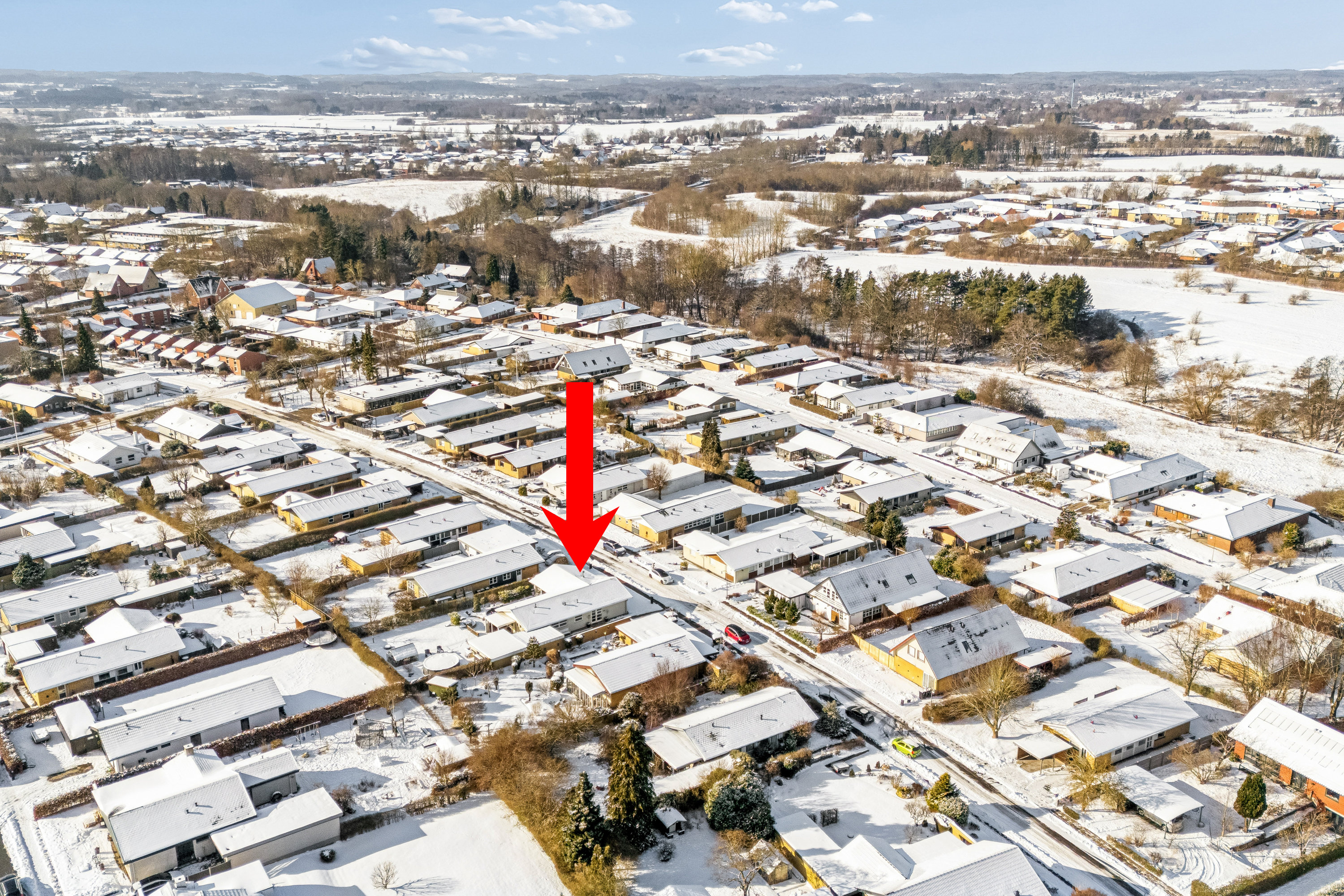 Fremhævet luftfoto billede i fuldskærmstilstand. Billede af Gransangervej 12, Snestrup, 5210 Odense NV