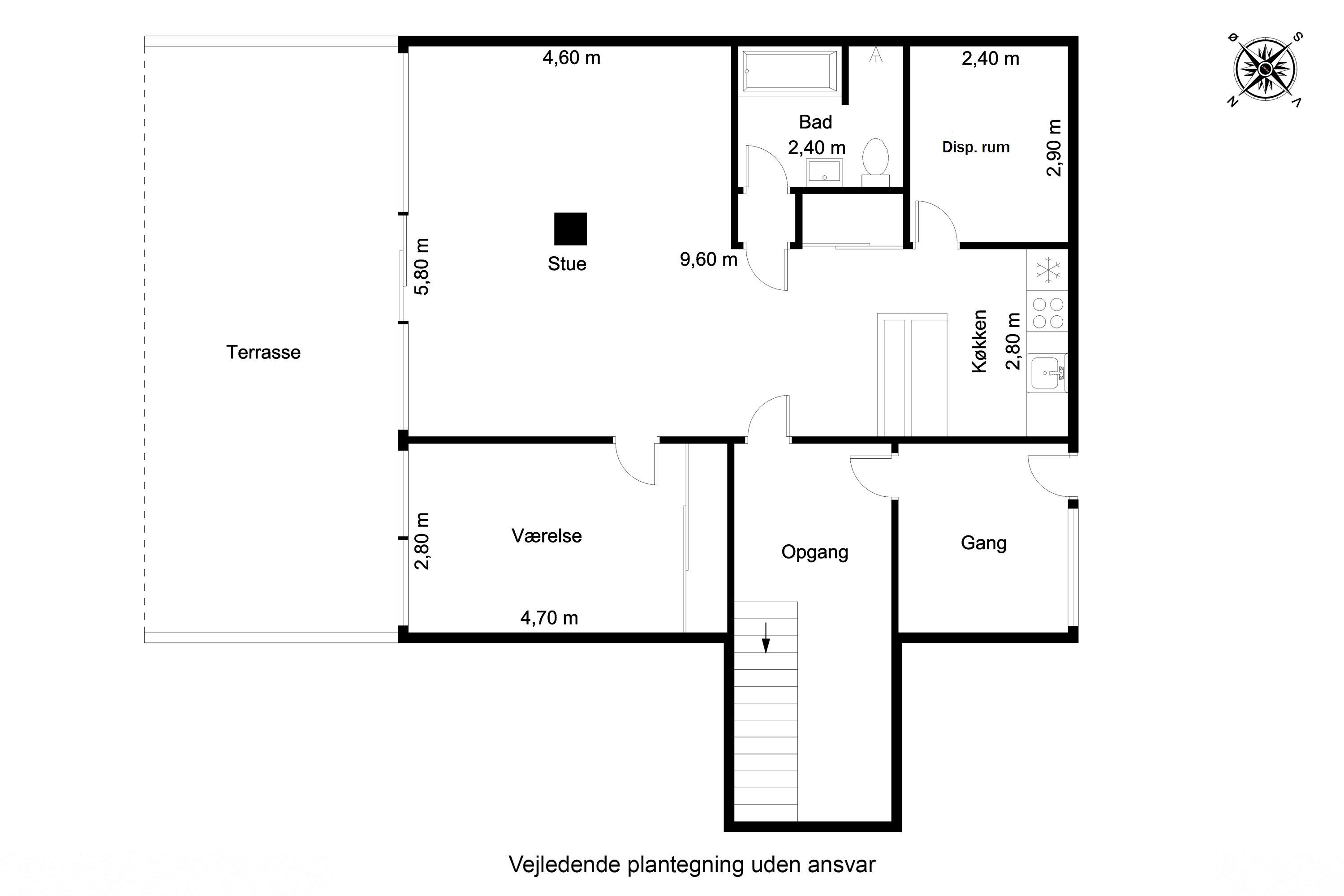 Plantegninger billede af Wandallsvej 37D, kld.. th., 5700 Svendborg