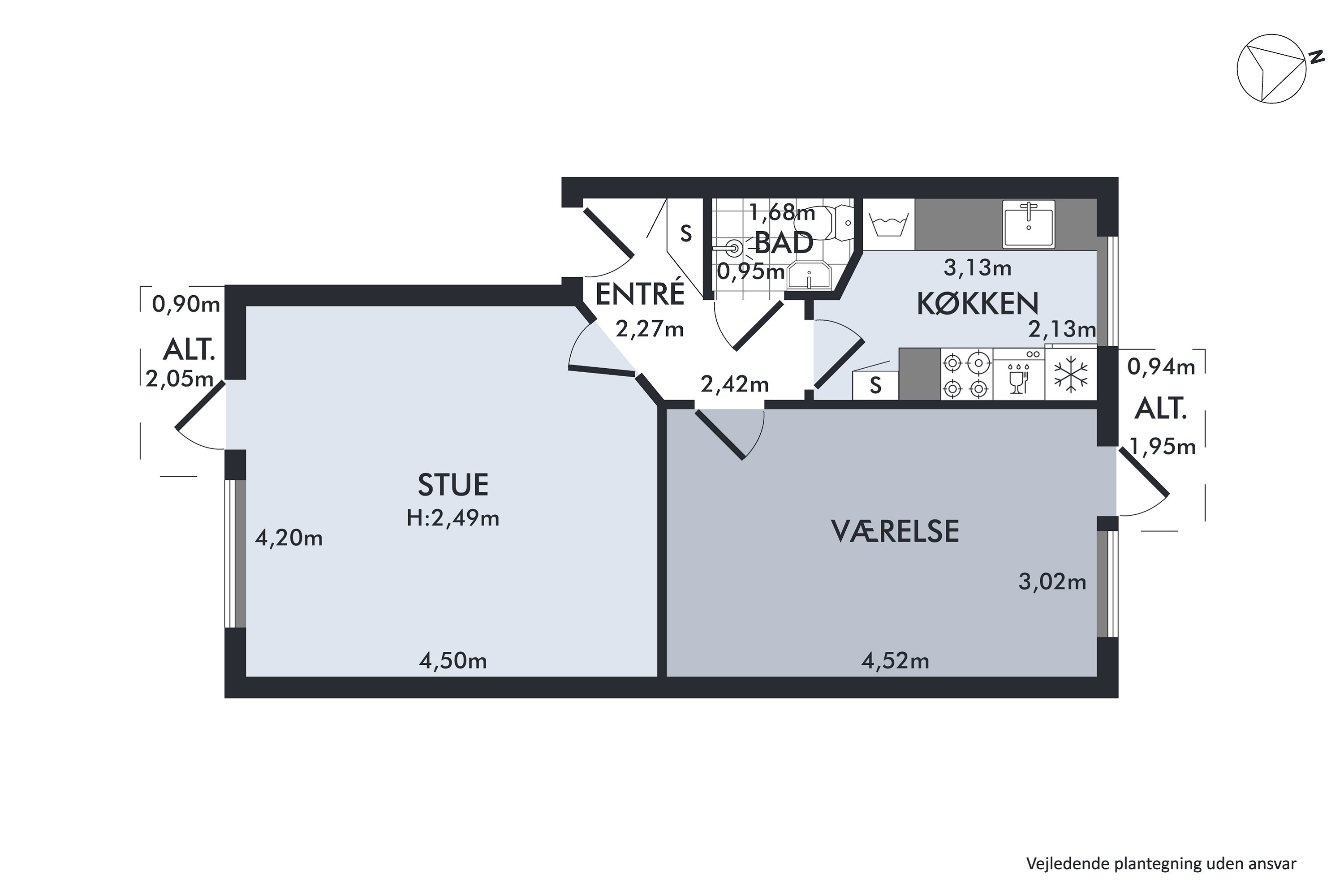 Plantegninger billede af Frankrigshusene 14, 3. th., 2300 København S