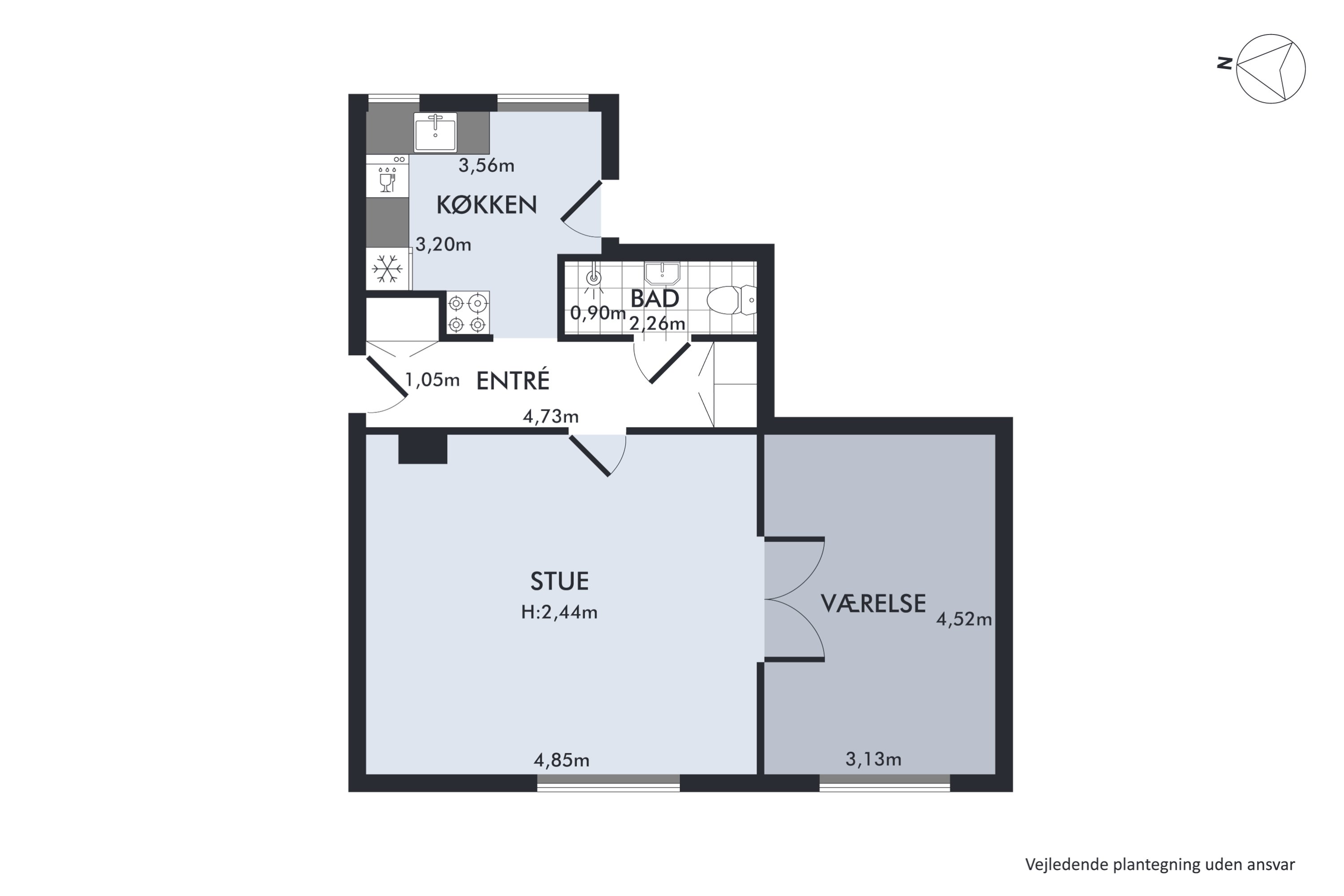 Plantegninger billede af Reykjaviksgade 3, st.. th., 2300 København S