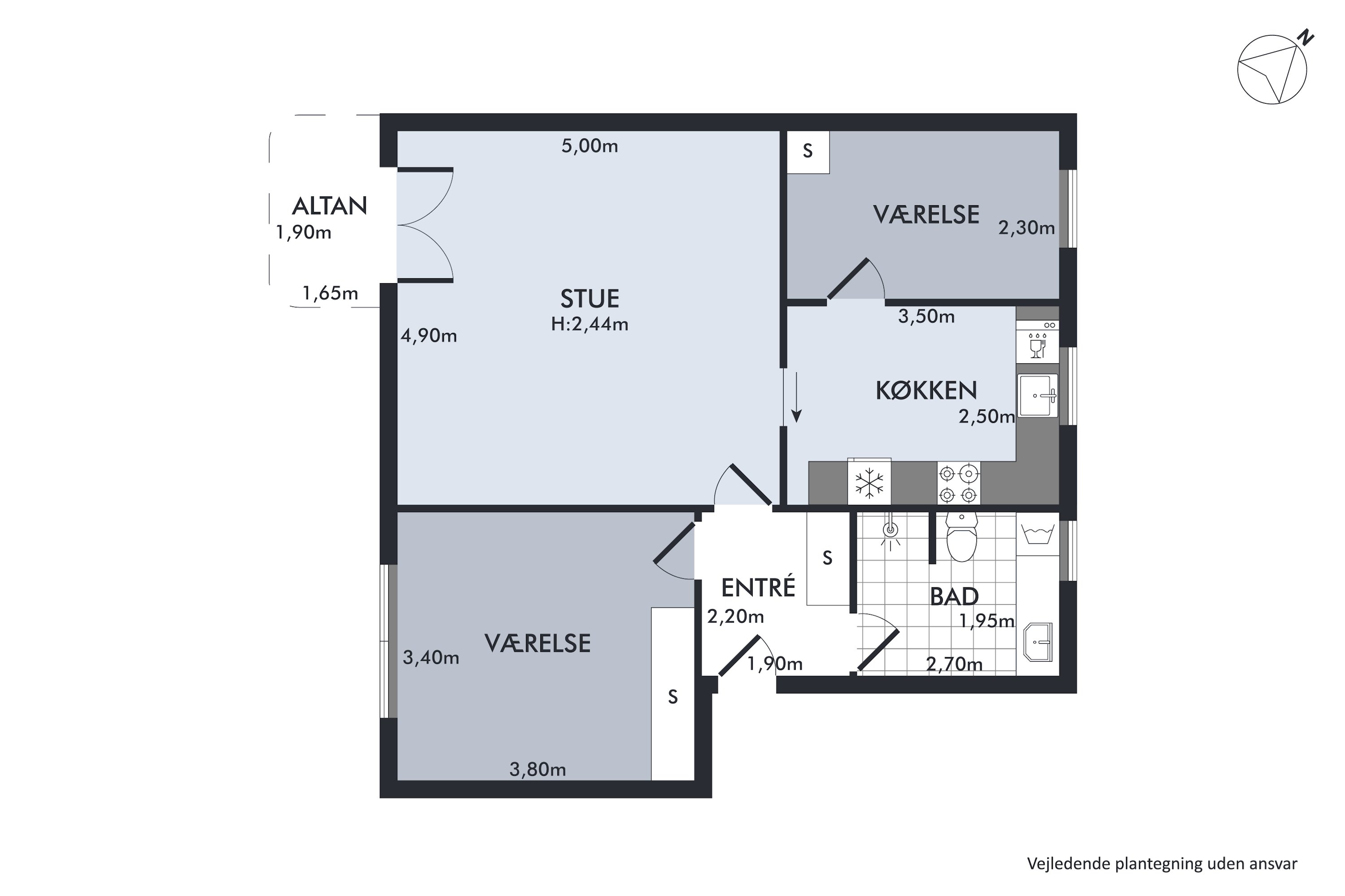 Plantegninger billede af Sønderbro 4C, 2. th., 9000 Aalborg