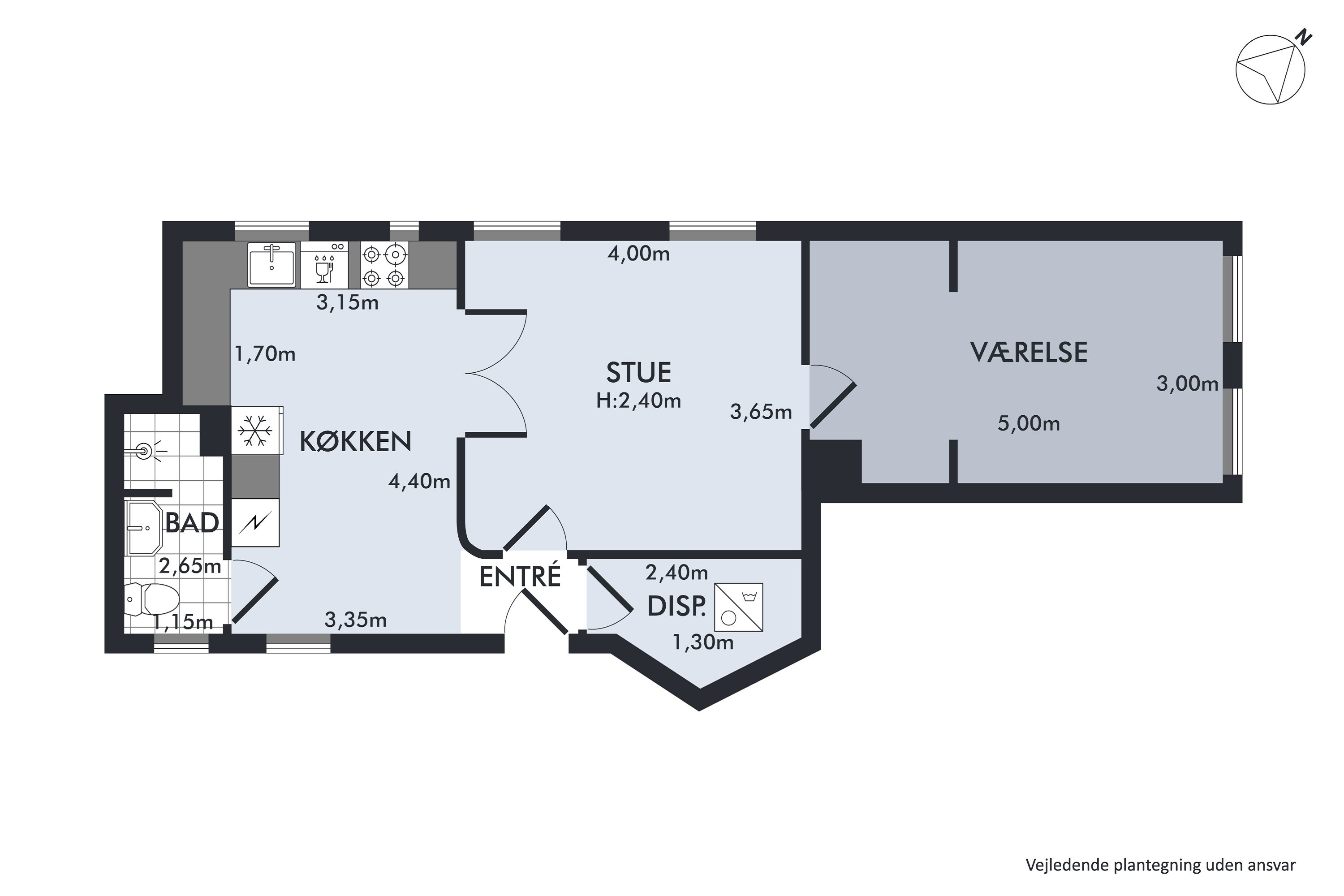 Plantegninger billede af Niels Hemmingsens Gade 3, 2. tv., 1153 København K