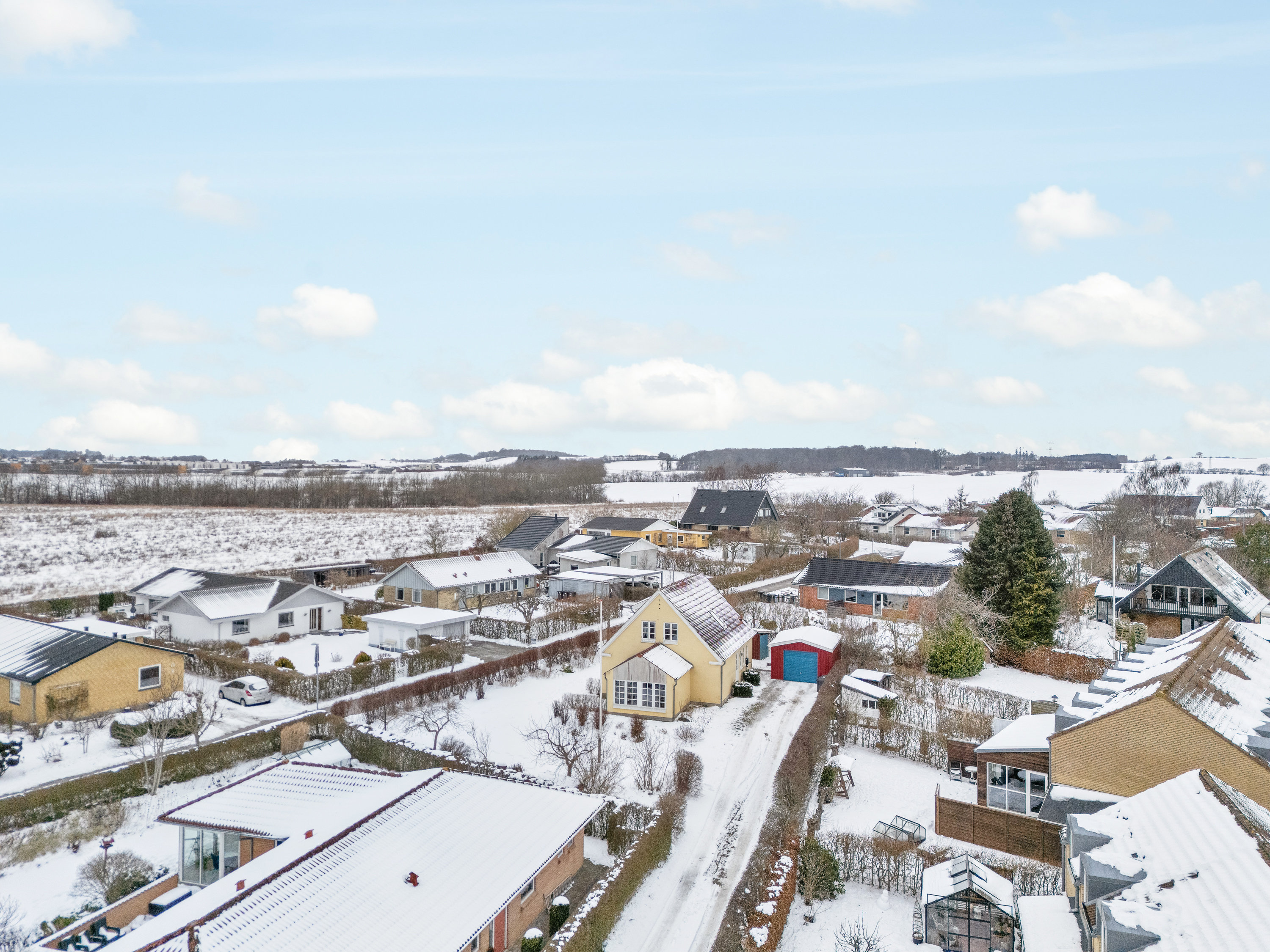 Fremhævet luftfoto billede i fuldskærmstilstand. Billede af Sensommervej 133, 8530 Hjortshøj