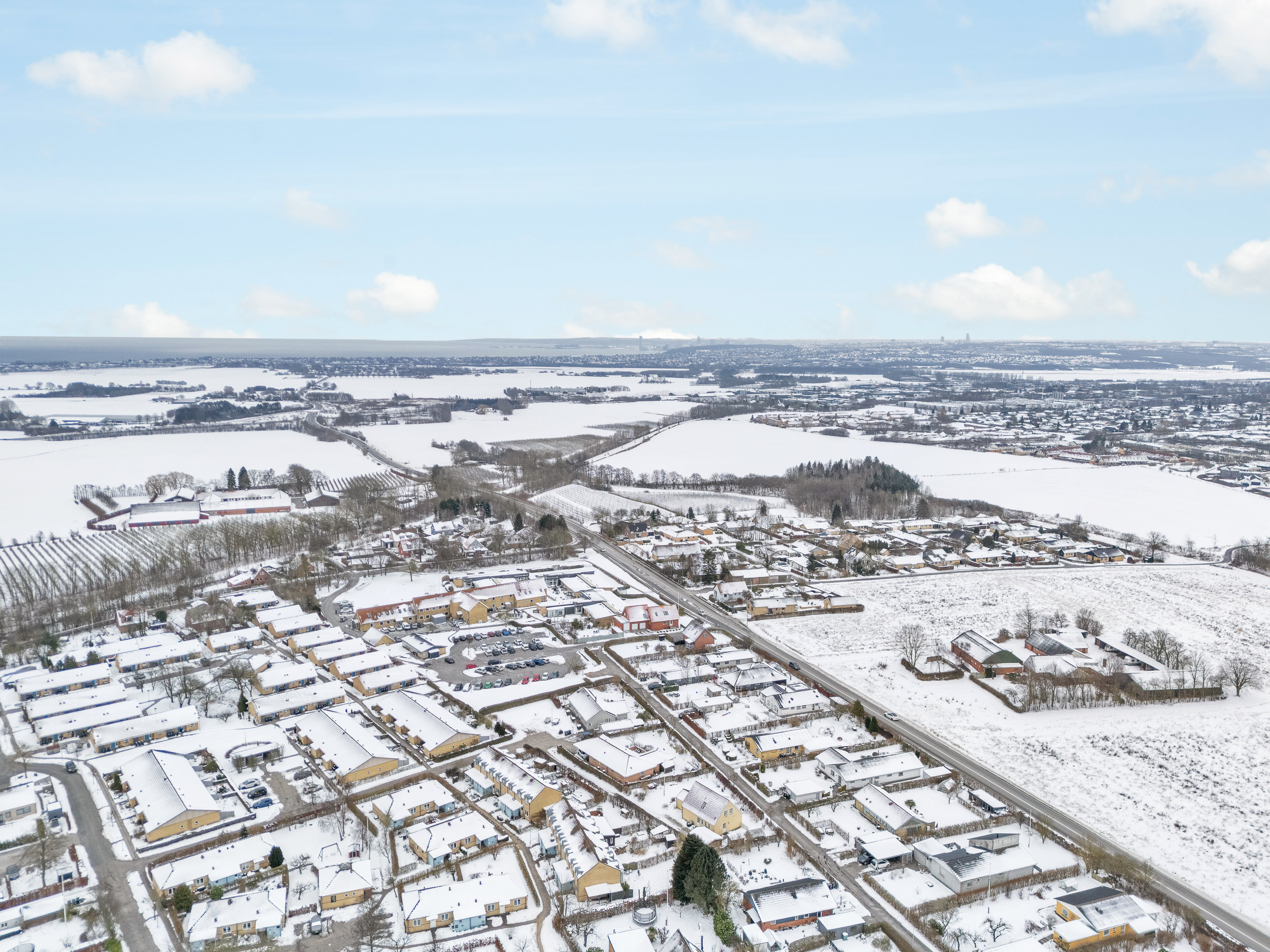 Fremhævet luftfoto billede i fuldskærmstilstand. Billede af Sensommervej 133, 8530 Hjortshøj